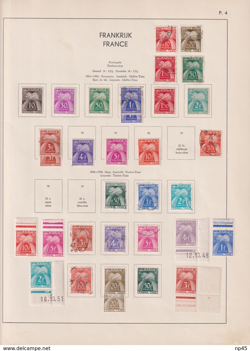 FRANCE LOT DE TIMBRES-TAXE DONT 2 5 FRS NOIR  DUVAL 2EME CHOIX COTE:PLUS DE 5000 EUROS - 1859-1959 Usati