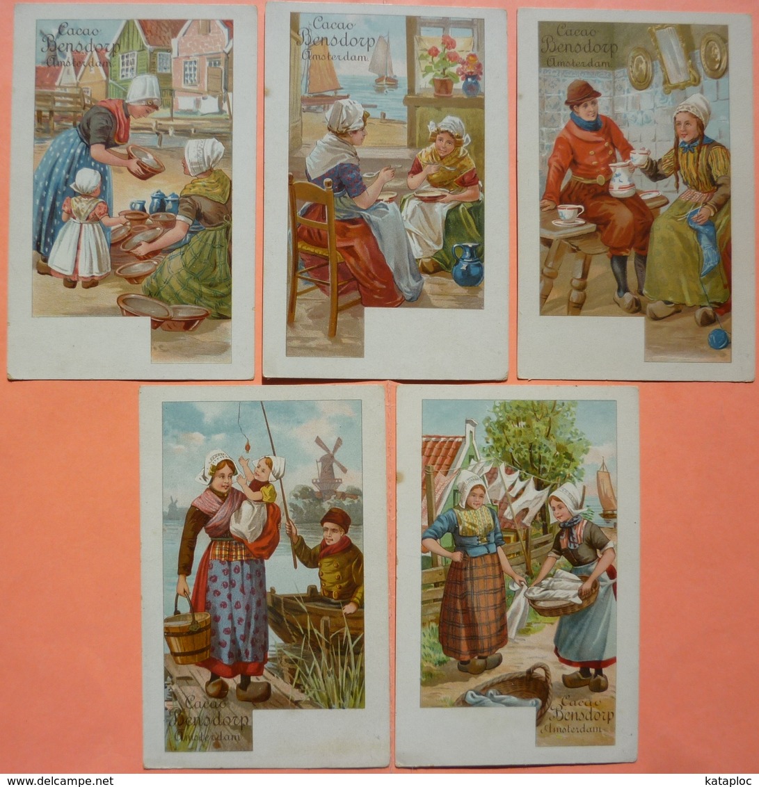 LOT DE 5 CARTES CACAO BENSDORP AMSTERDAM  - 2 SCANS-13 - Publicidad