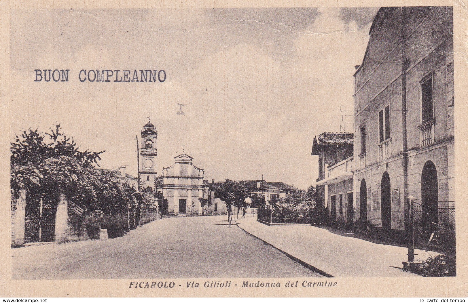 Cartolina Ficarolo (Rovigo) - Via Gilioli - Madonna Del Carmine. 1925 - Rovigo