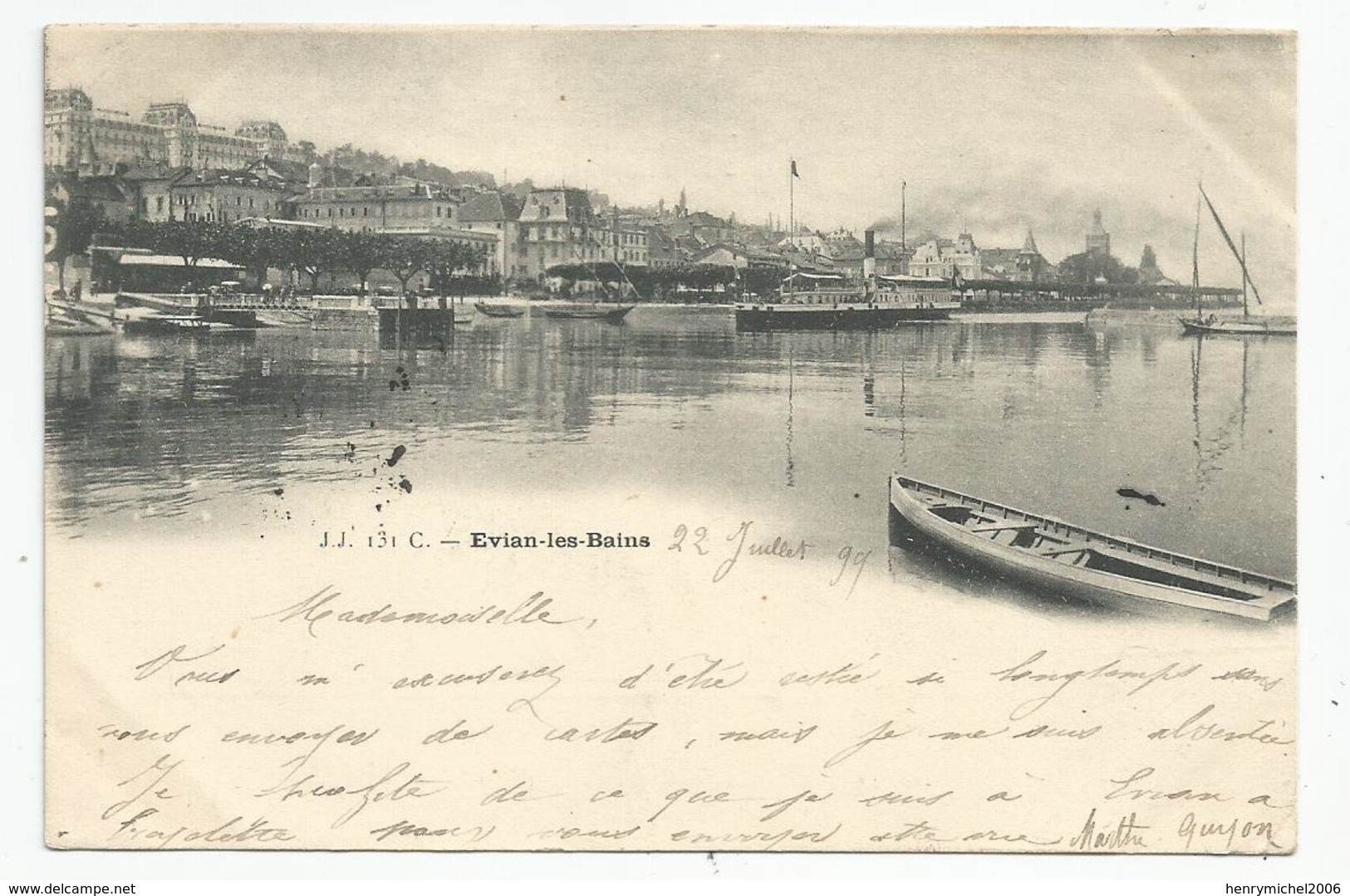 Cachet évian Les Bains 1899 74 Haute Savoie Pour Nancy Réexpédiée Pour Allemagne - 1877-1920: Semi-Moderne