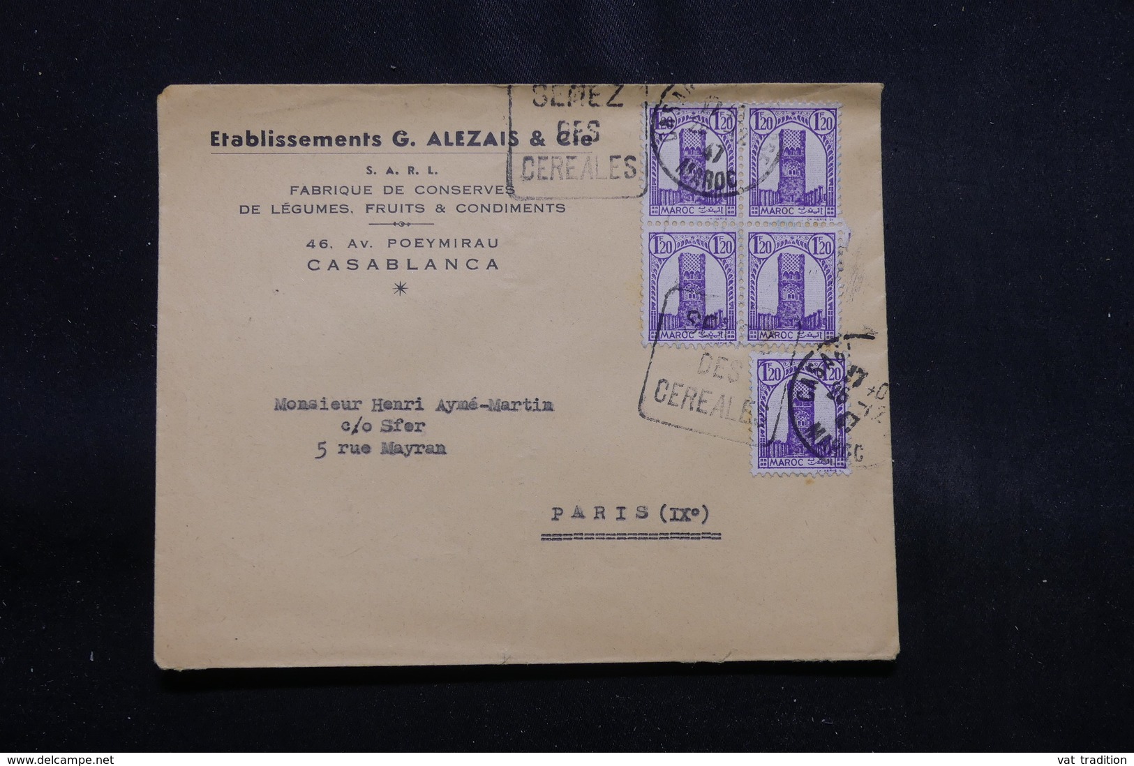 MAROC - Enveloppe Commerciale De Casablanca Pour Paris En 1947, Affranchissement Plaisant - L 56428 - Briefe U. Dokumente