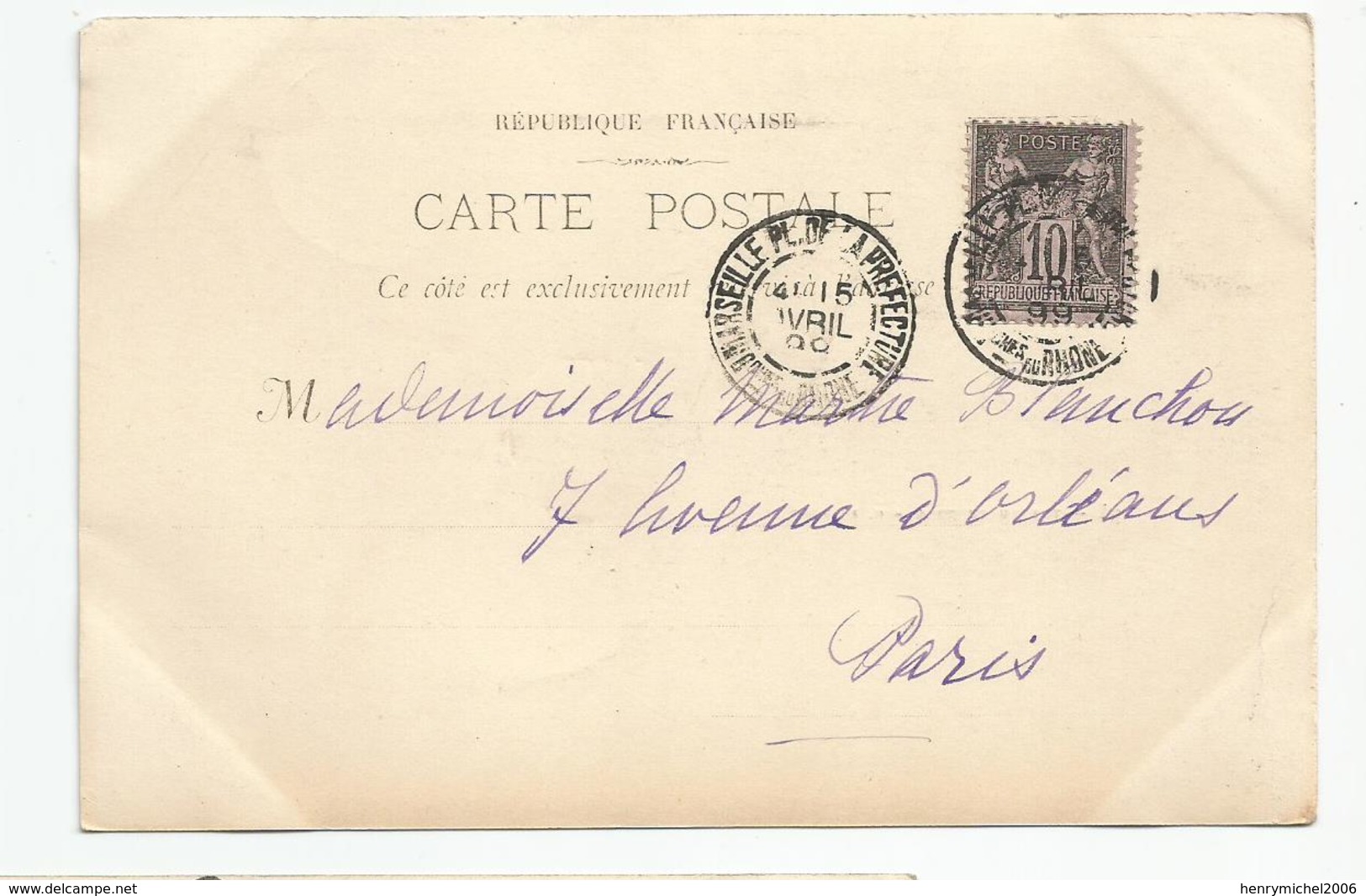 Cachet Marseille 1899 Cx Théologoy Tarascon Pour Paris - 1877-1920: Semi-moderne Periode