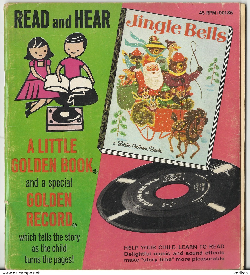 JINGLE BELLS – READ ALONG BOOK VINYL RECORD  – GOLDEN PRESS - 1964 - 000186 - Chants De Noel