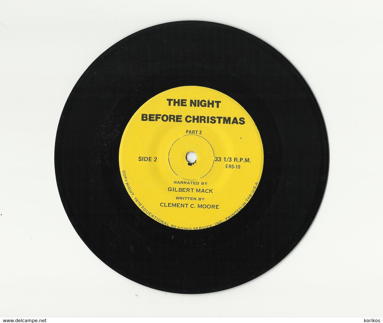 THE NIGHT BEFORE CHRISTMAS – EDUCATIONAL READING SERVICE - RECORD VINYL - ERS10 - 1970 - Chants De Noel