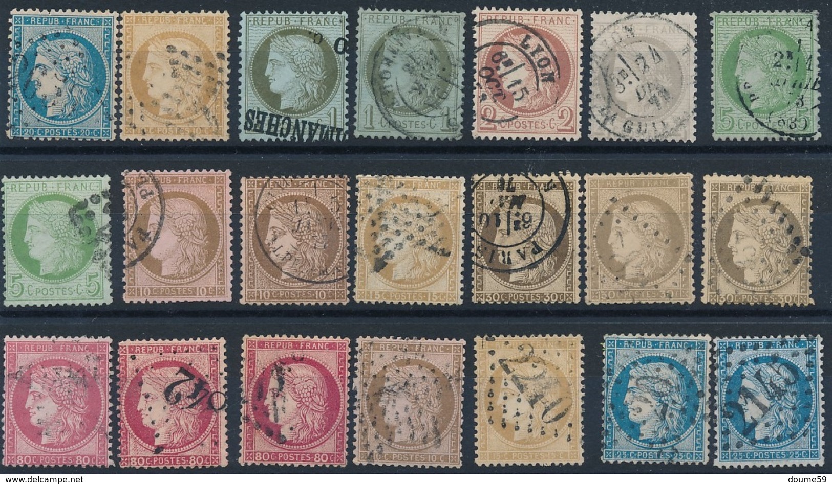 N-721: FRANCE:  Lot  Avec CERES Obl N° Entre 37 Et 60 - 1871-1875 Cérès