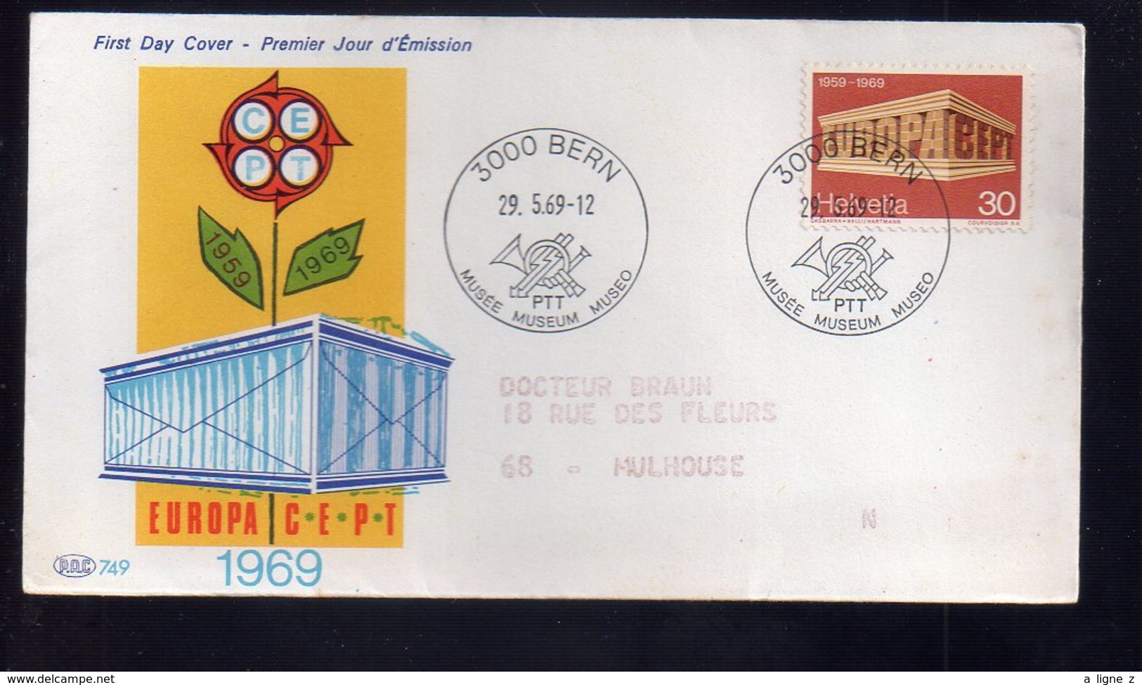 REF X20 : Enveloppe 1er Jour First Day Cover FDC : SUISSE Europa 1969 - FDC