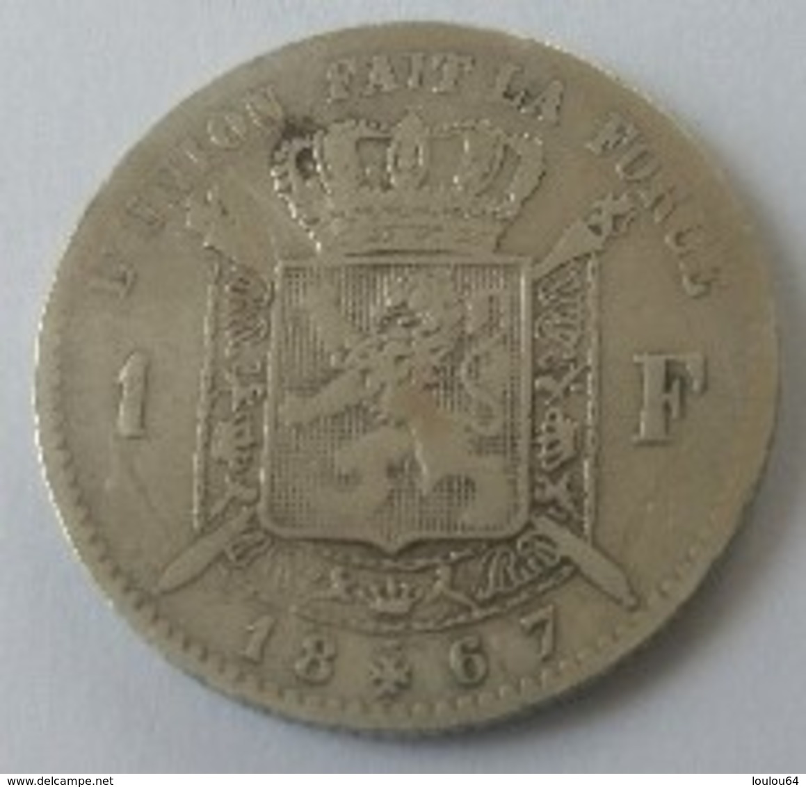 1 Franc 1867 - Leopold II - Belgique - Argent - - 1 Franc