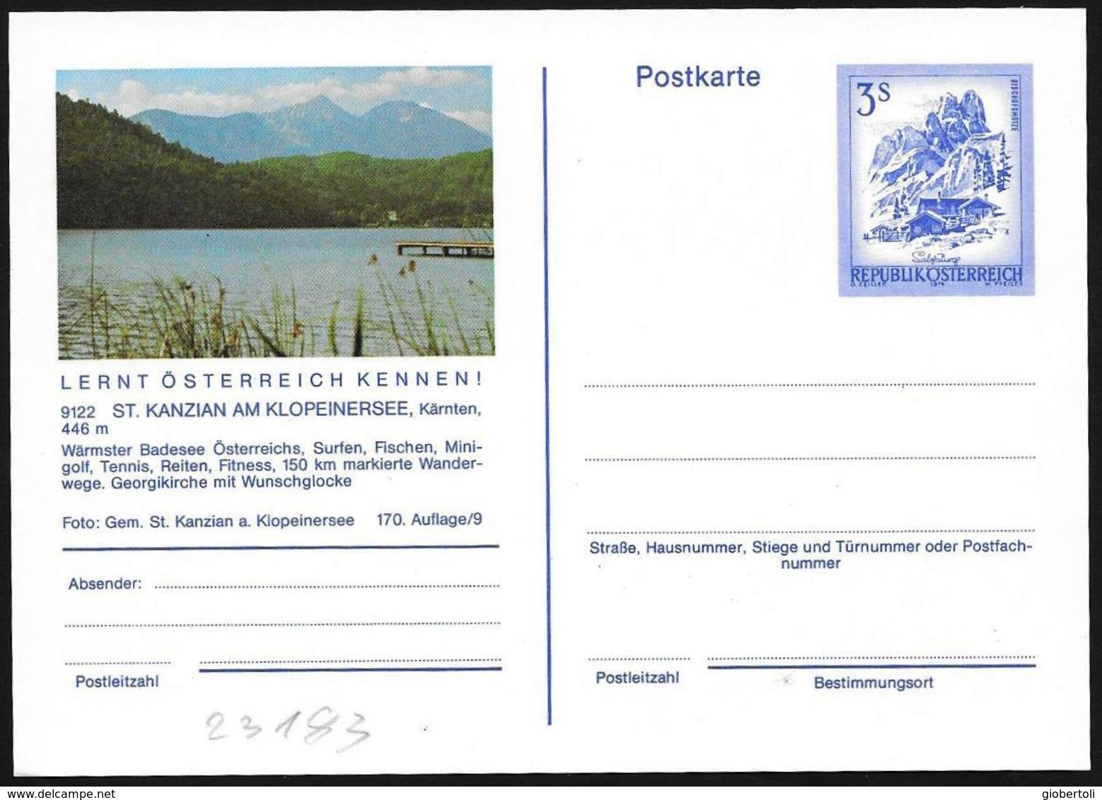 Austria/Autriche: Intero, Stationery, Entier, Lago Klopein, Klopein Lake, Lac Klopein - Geografia