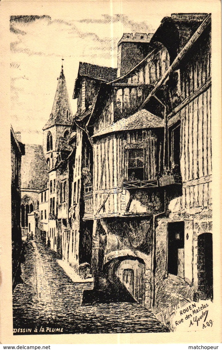 ROUEN -76- RUE DES MATELAS - DESSIN A LA PLUME - Rouen