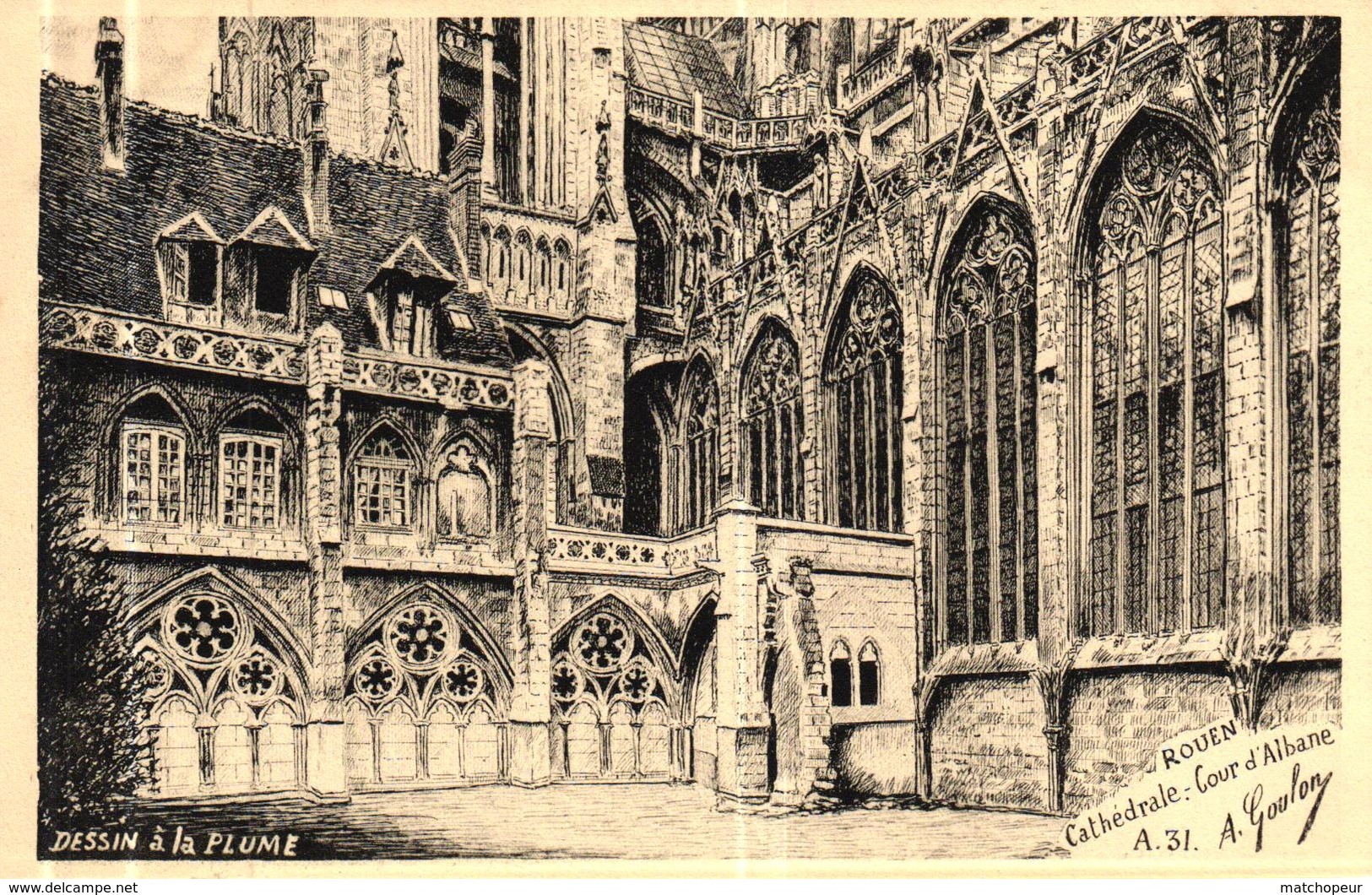 ROUEN -76- LA COUR D'ALBANE - DESSIN A LA PLUME - Rouen