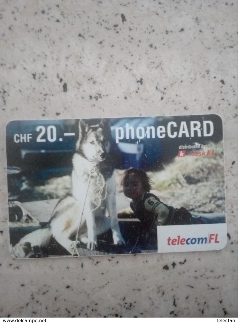 LIECHTENSTEIN PREPAID TELECOM FL  CHIEN ENFANT KID DOG 20F UT - Liechtenstein