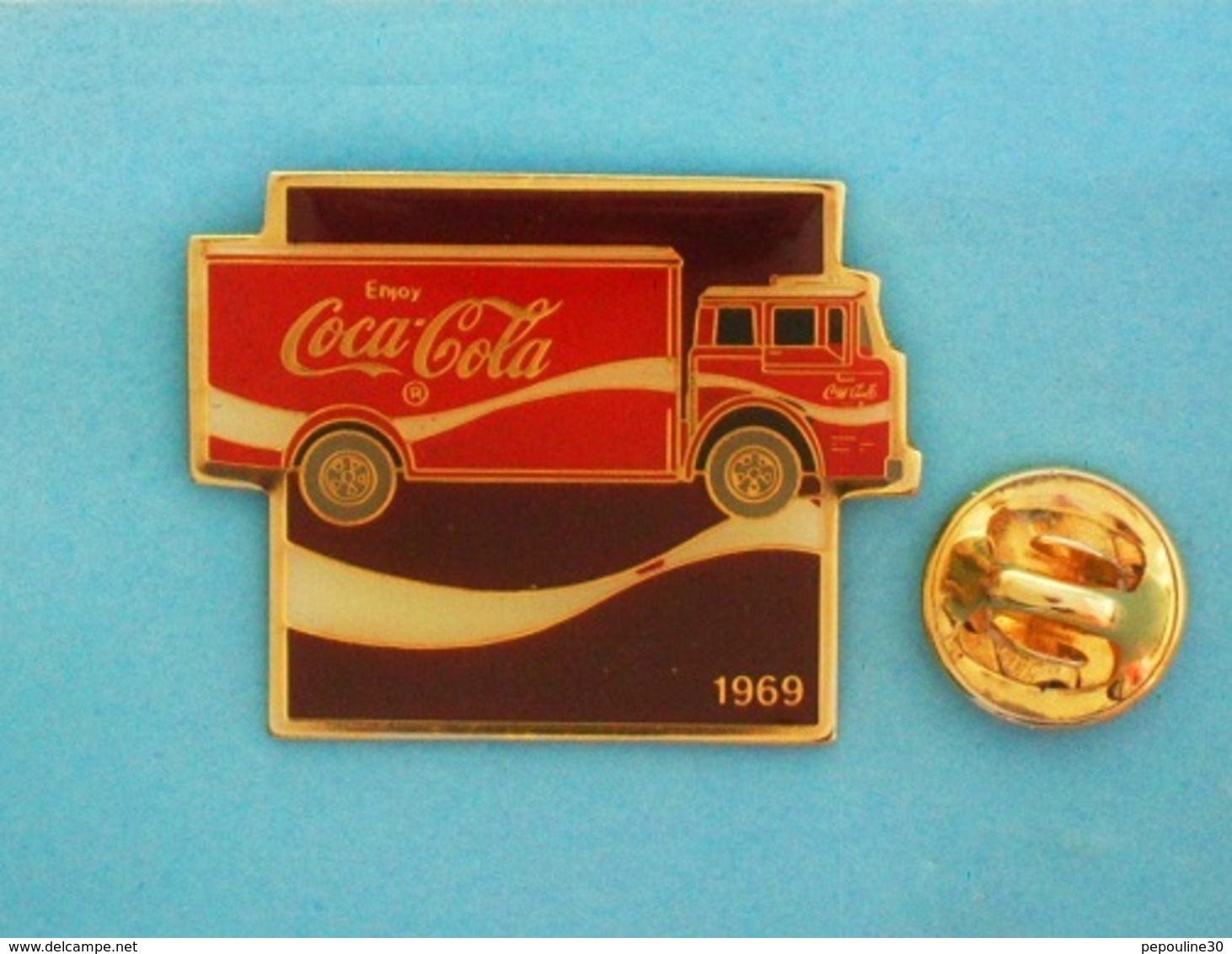 1 PIN'S  //   ** CAMION / Enjoy COCA-COLA® / 1969  ** . (©1985 Wilson Marketing The Coca-Cola Company)