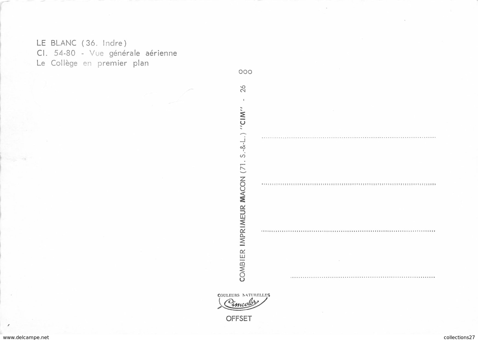 36-LE-BLANC- VUE GENERALE AERIENNE  LE COLLEGE - Le Blanc