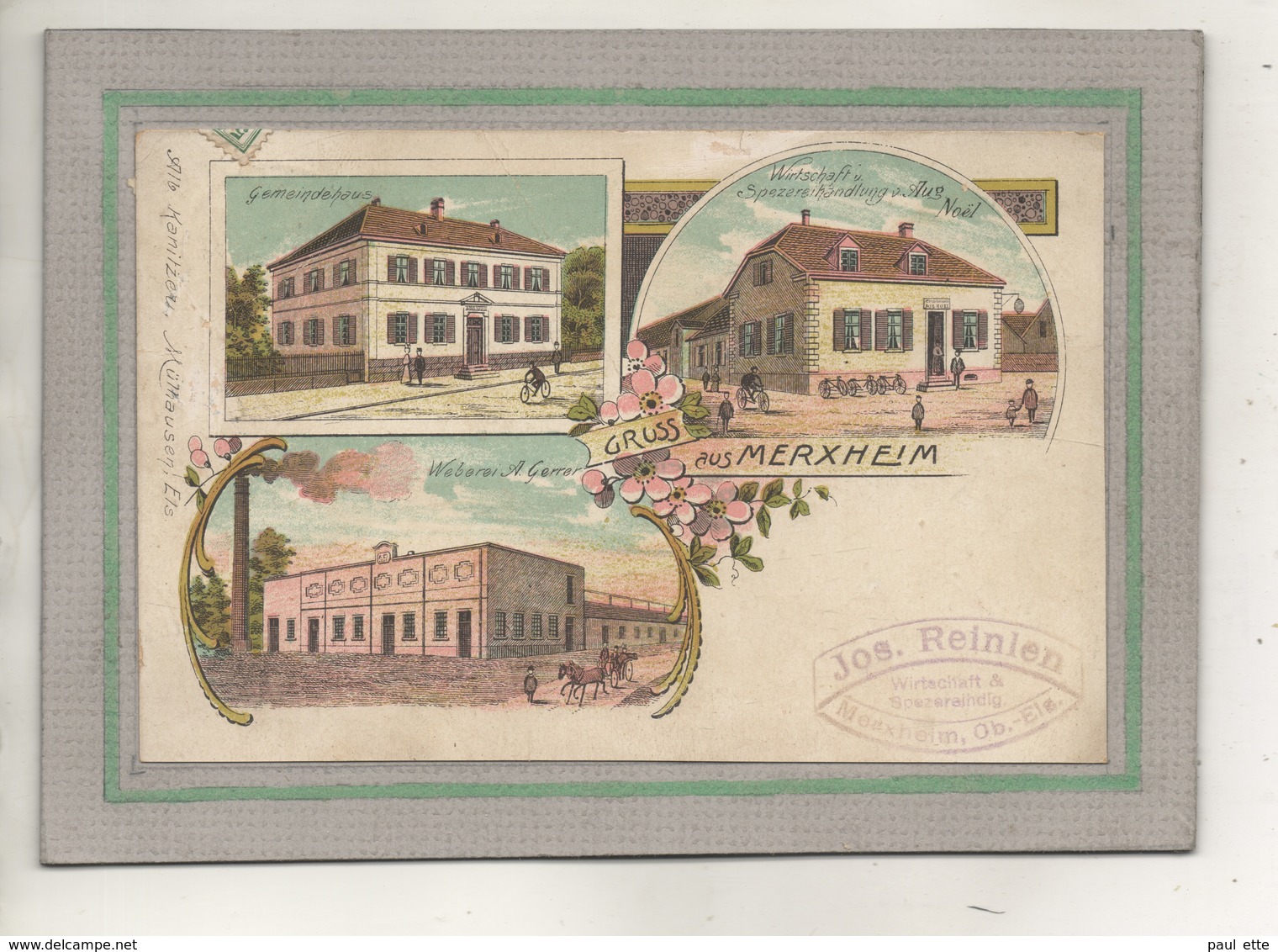 CPA - (68) MERXHEIM - Carte Gruss Multivues De 1910 - Mairie, Restaurant, Filature - Autres & Non Classés