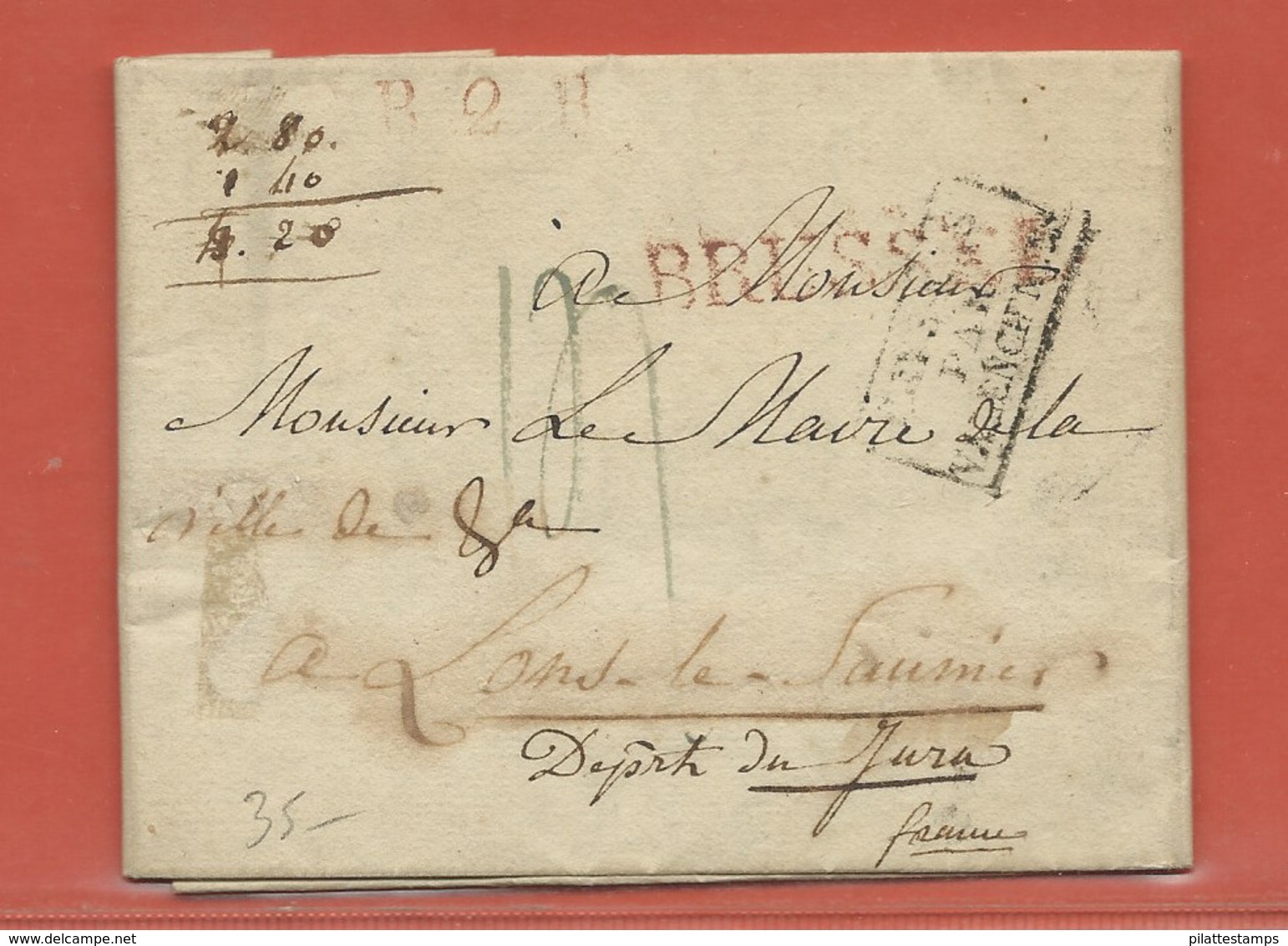 BELGIQUE LETTRE DE 1820 DE BRUXELLES POUR LONS LE SAUNIER FRANCE - 1815-1830 (Dutch Period)