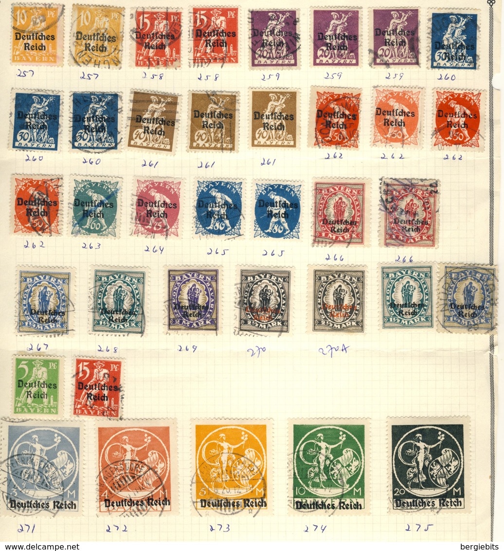 1920 Germany VF Used "Deutsches Reich" Overprinted Set With Varieties And Extras On Bavarian Stamps, Farewell Issue - Gebraucht