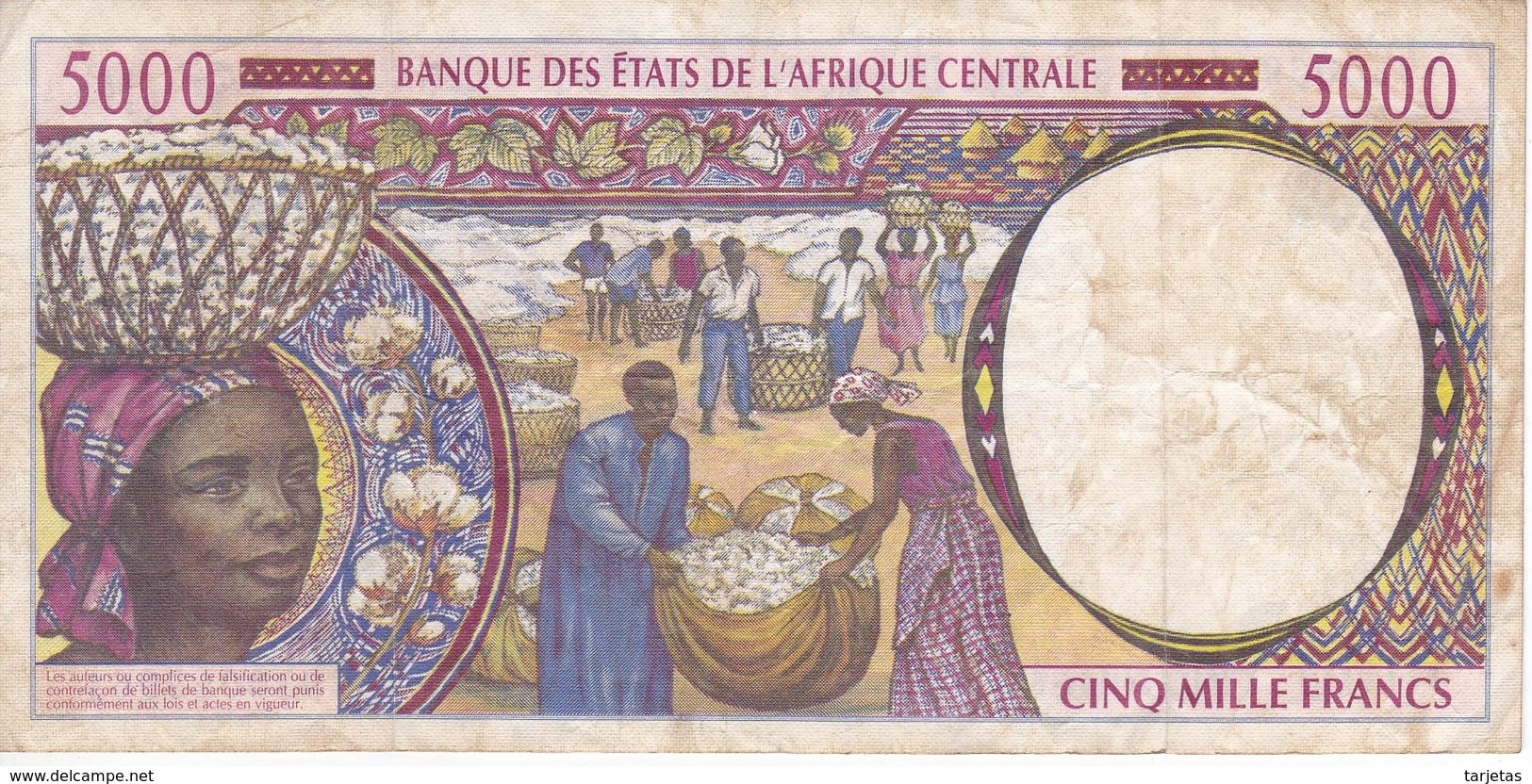 BILLETE DE ESTADOS CENTRO AFRICANOS DE 5000 FRANCS DEL AÑO 1999 - Estados Centroafricanos