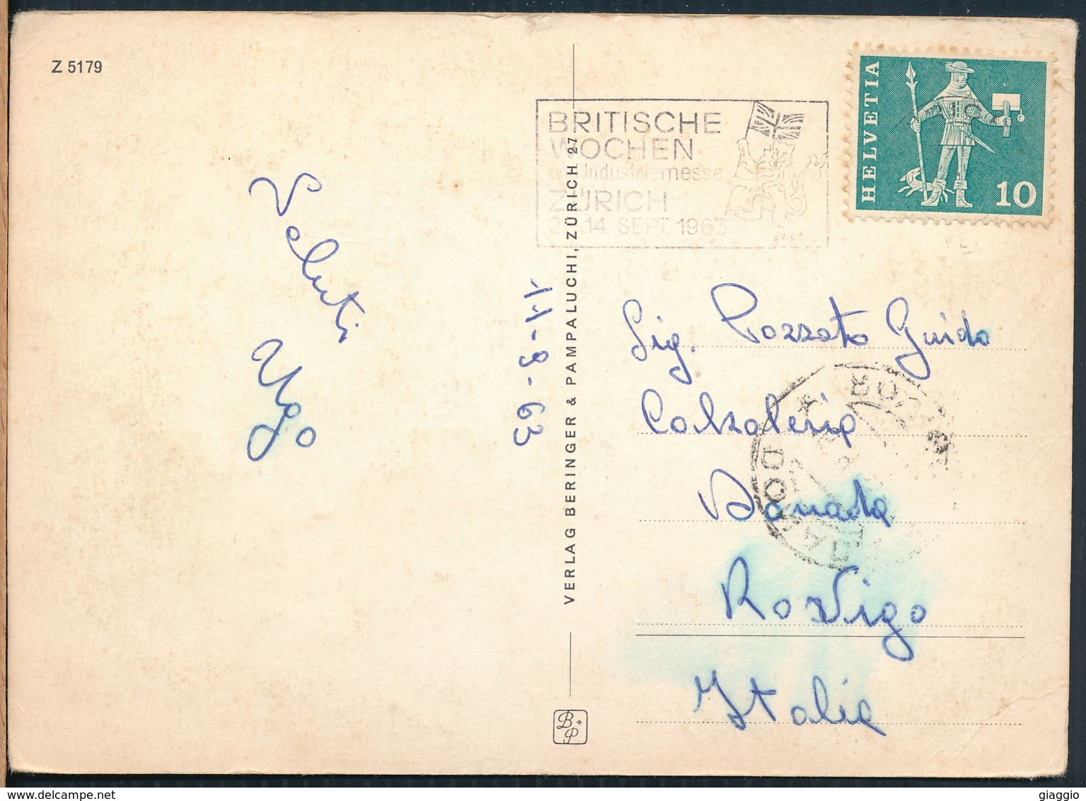 °°° 19405 - SVIZZERA - ZH - ZURICH - VIEWS - 1963 With Stamps °°° - Zürich