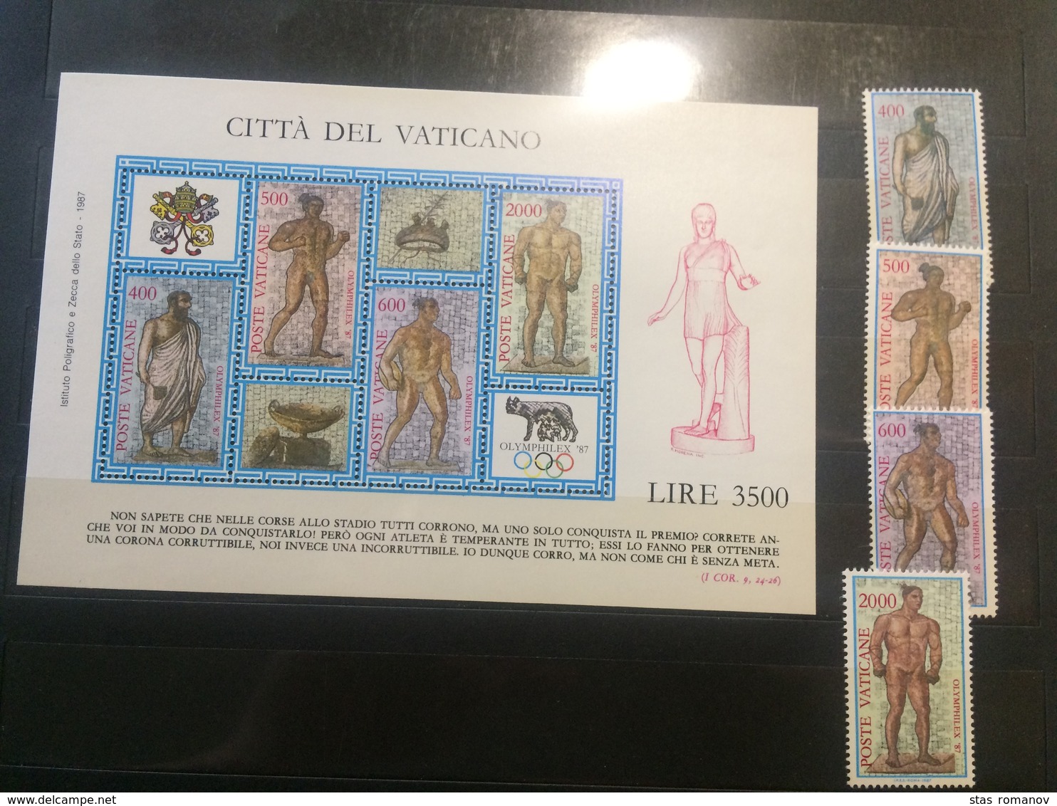 VATICAN, OLYMPIC GAMES 1988 ,4 STAMPS+ BF. ** - Sommer 1988: Seoul