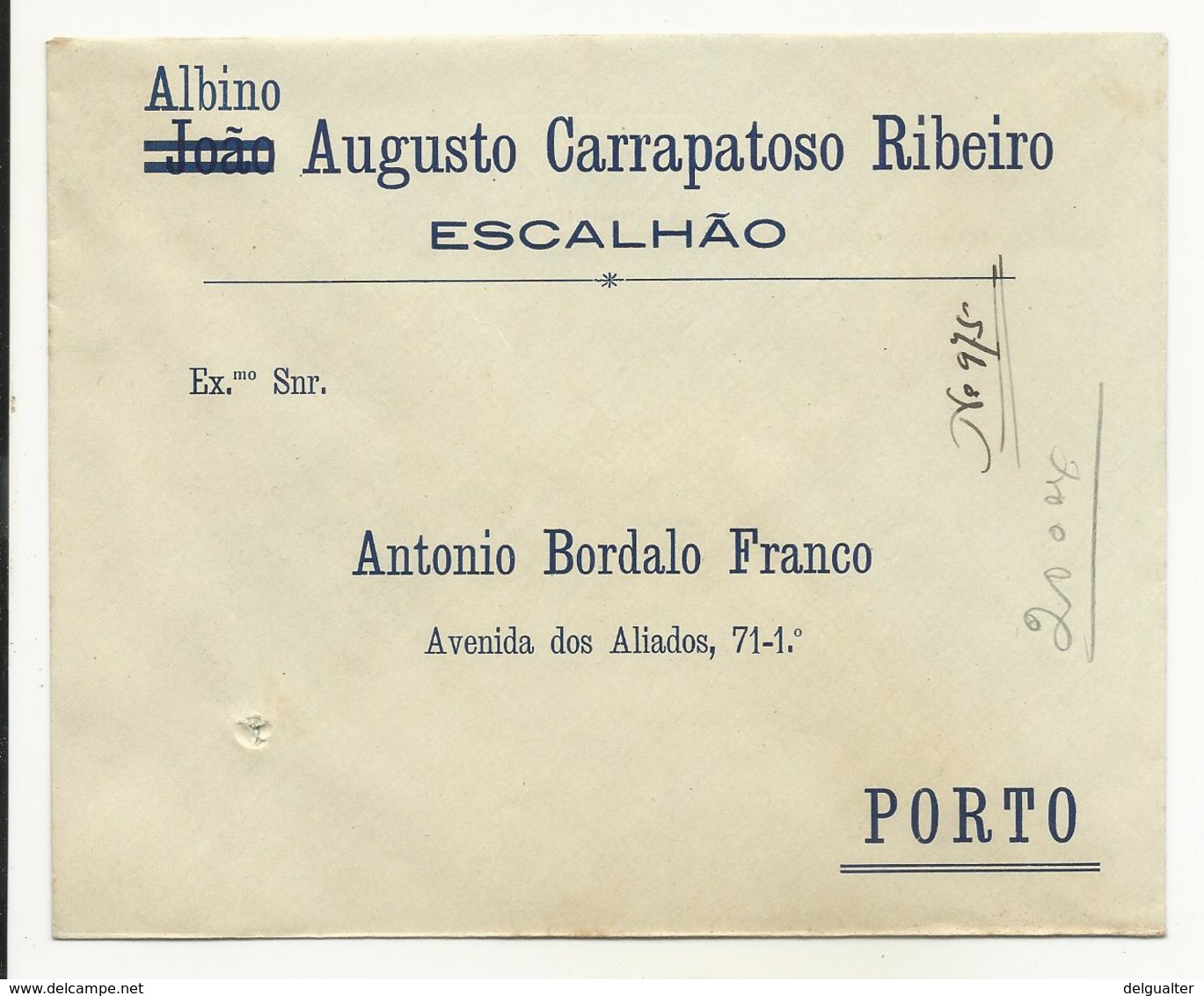 Cover - Portugal - Albino Augusto Carrapatoso Ribeiro - Escalhão - Holed - Pubblicitari