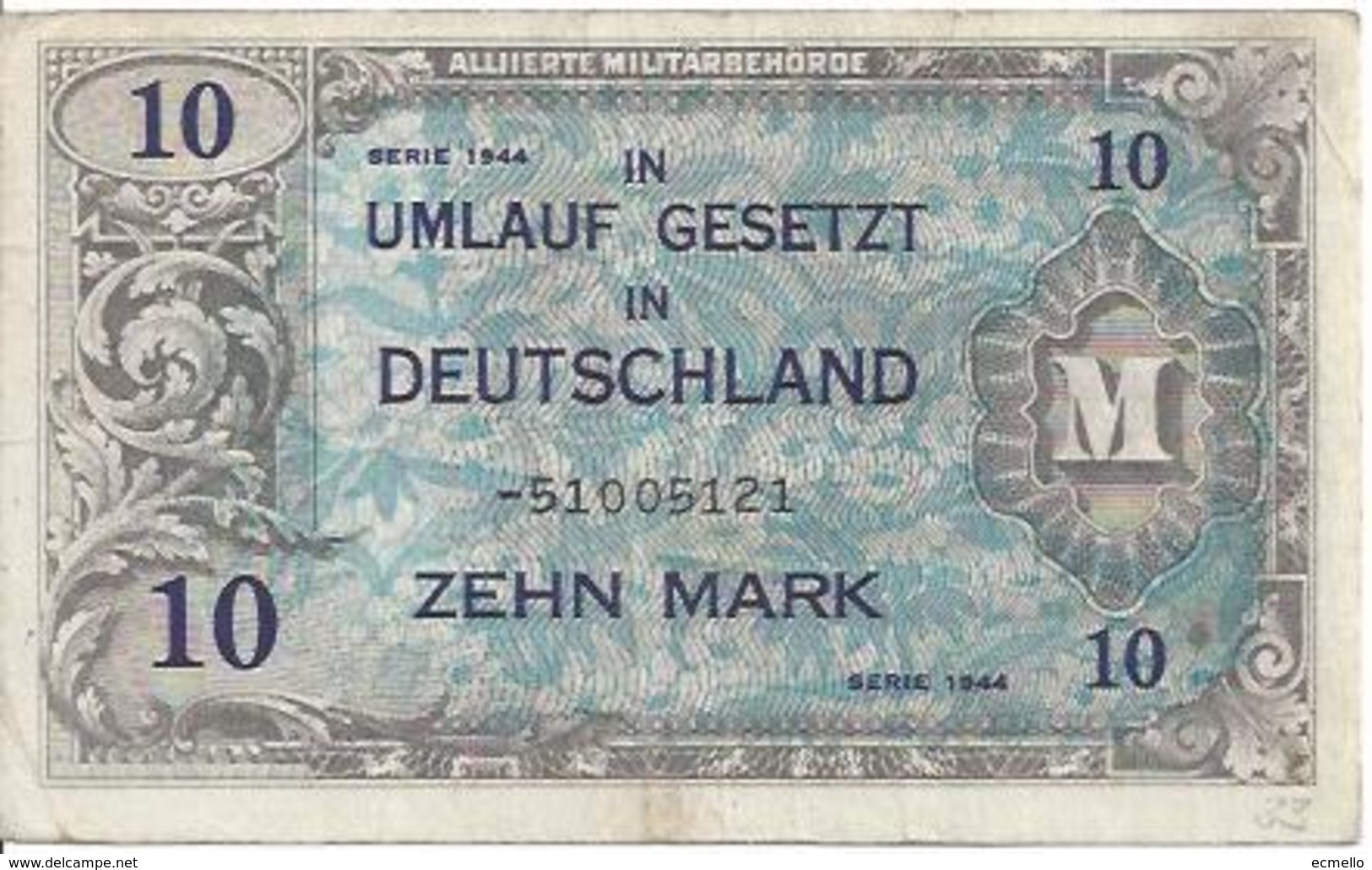 GERMANY FED. REP.  P194 10 MARK 1944 VF - 10 Deutsche Mark