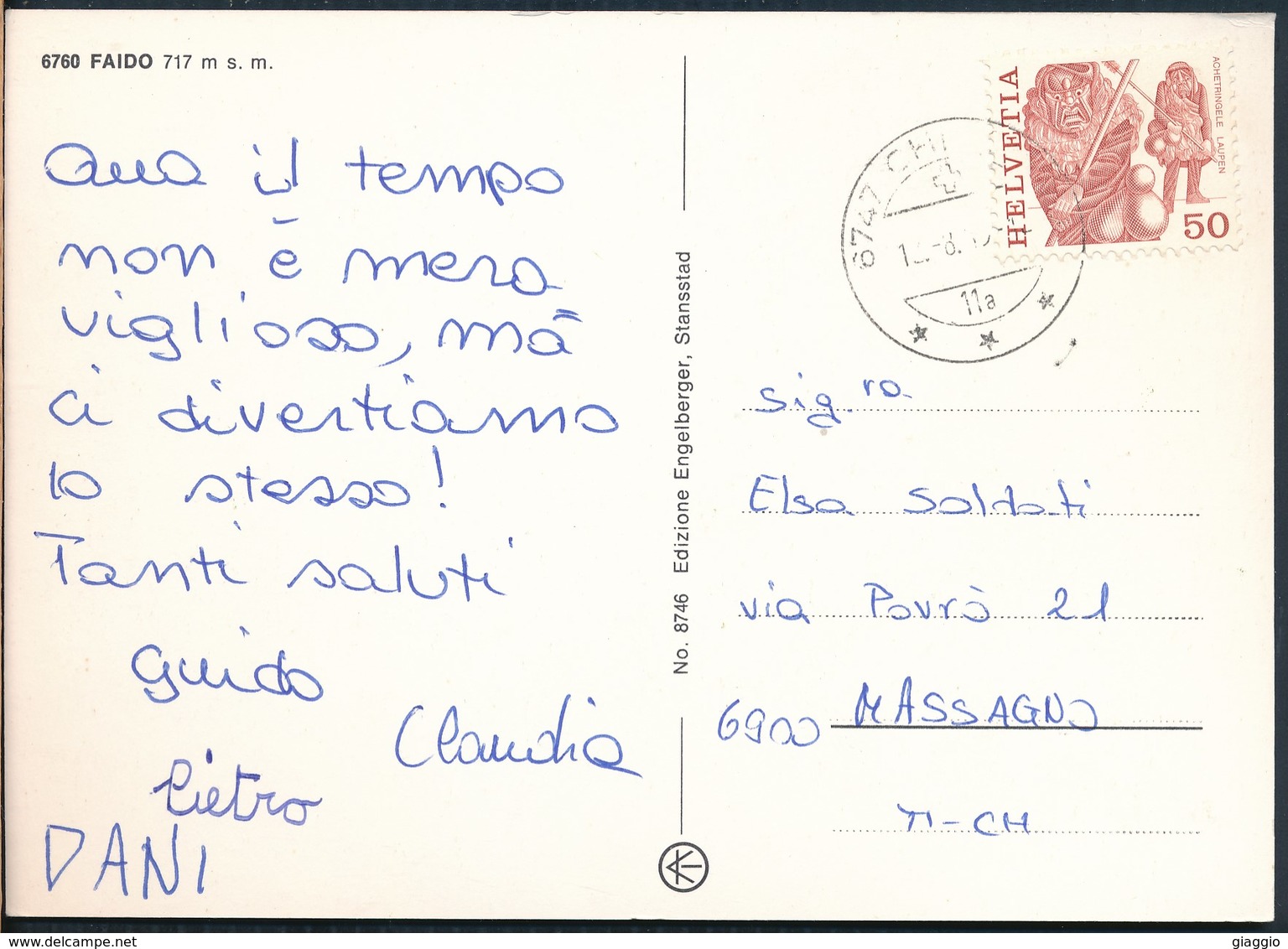 °°° 19417 - SVIZZERA - TI - FAIDO LEVENTINA - With Stamps °°° - Faido