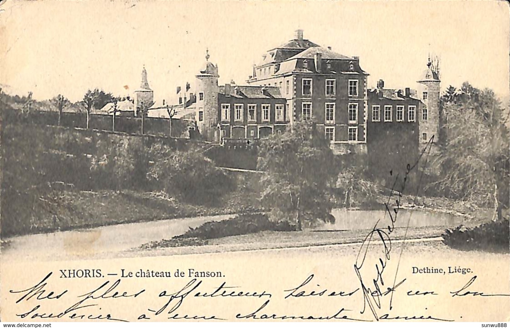 Xhoris - Le Château De Fanson (Dethine, 1906...trou De Punaise Au Centre) - Ferrières