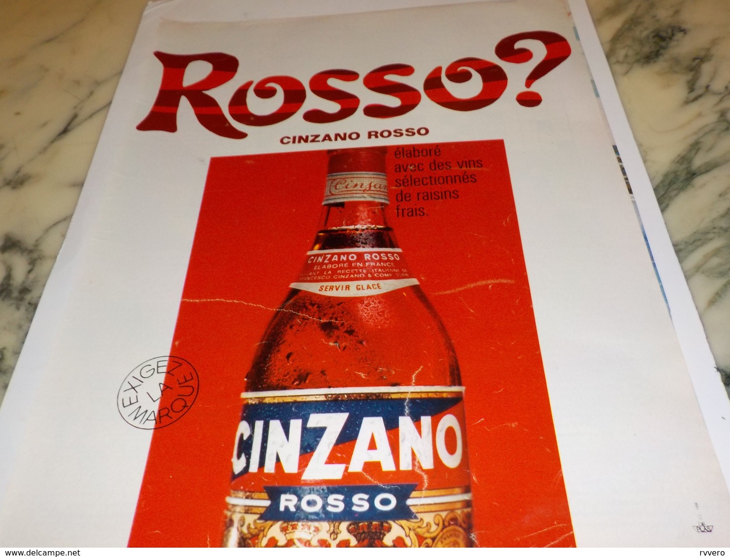 ANCIENNE PUBLICITE CINZANO ROSSO 1968 - Alcools