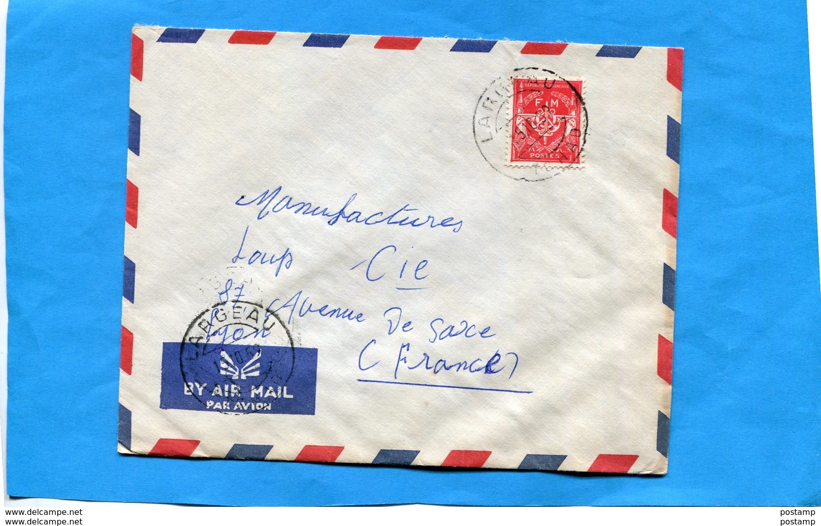 Marcophilie+  Lettre -FM- Cad LARGEAU -TCHAD  1959 -stam F M N°12 - Cartas & Documentos