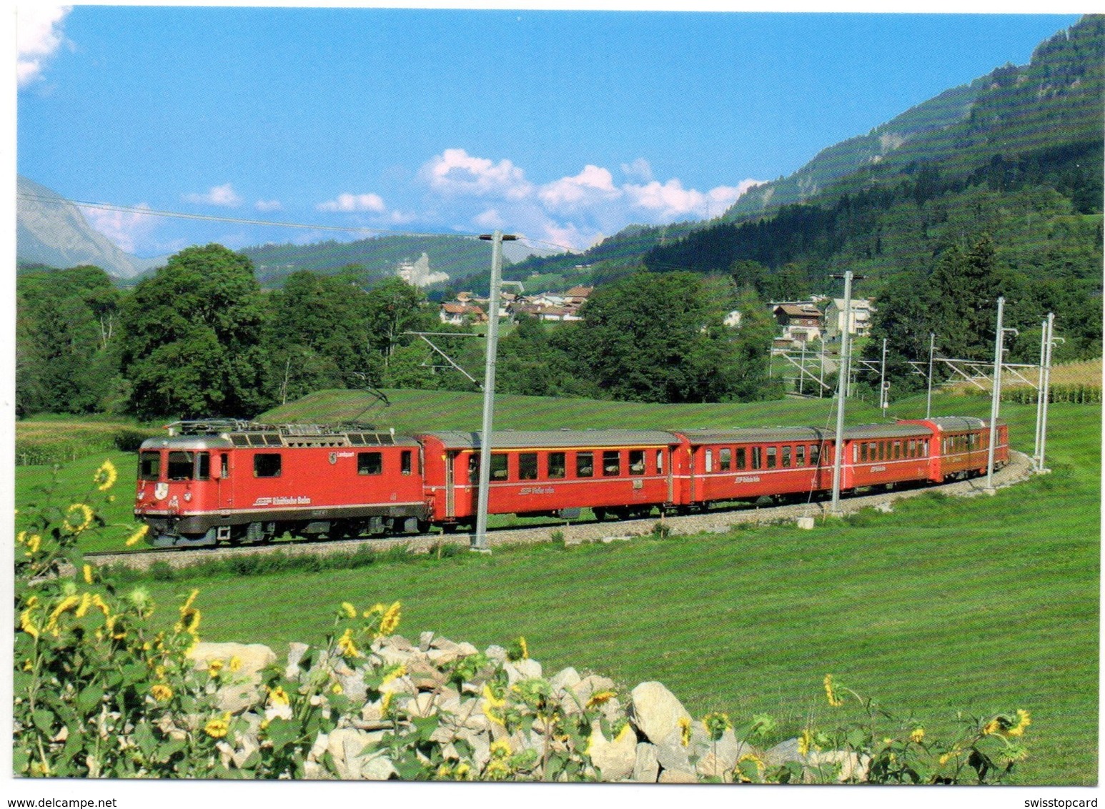 CASTRISCH Rhätische Bahn Elektro-Schmalspur-Lokomotive Landquart - Landquart