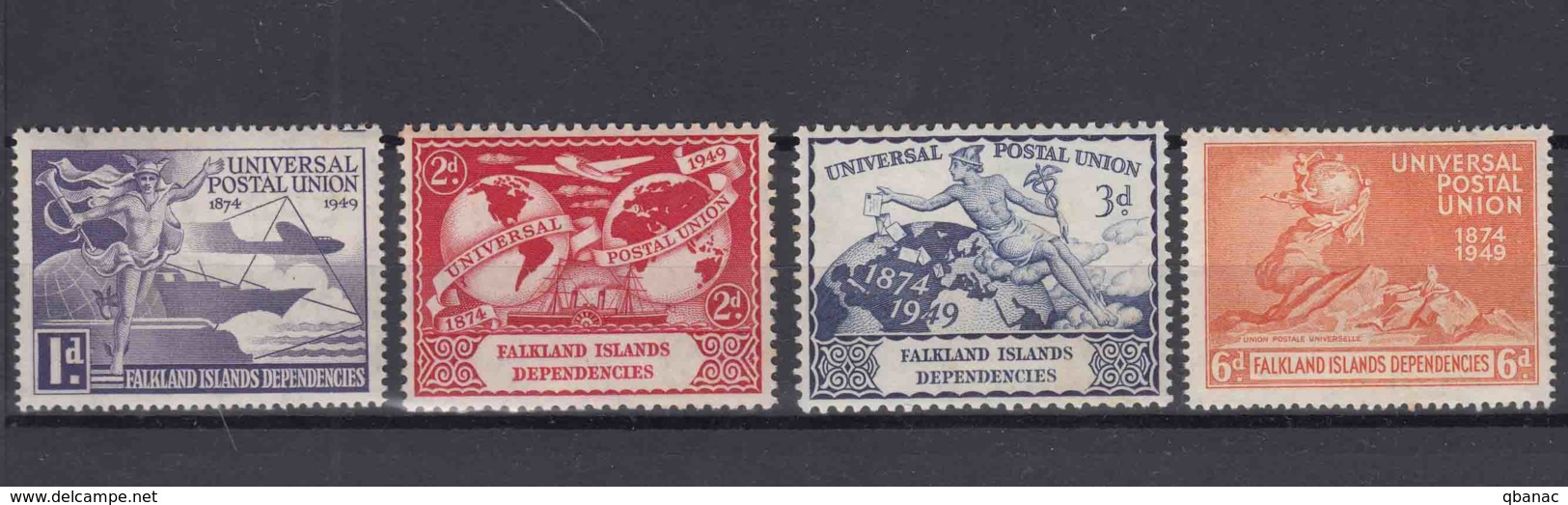 Falkland Islands Dependencies 1949 UPU - Universal Postal Union, Mint Never Hinged Set - WPV (Weltpostverein)