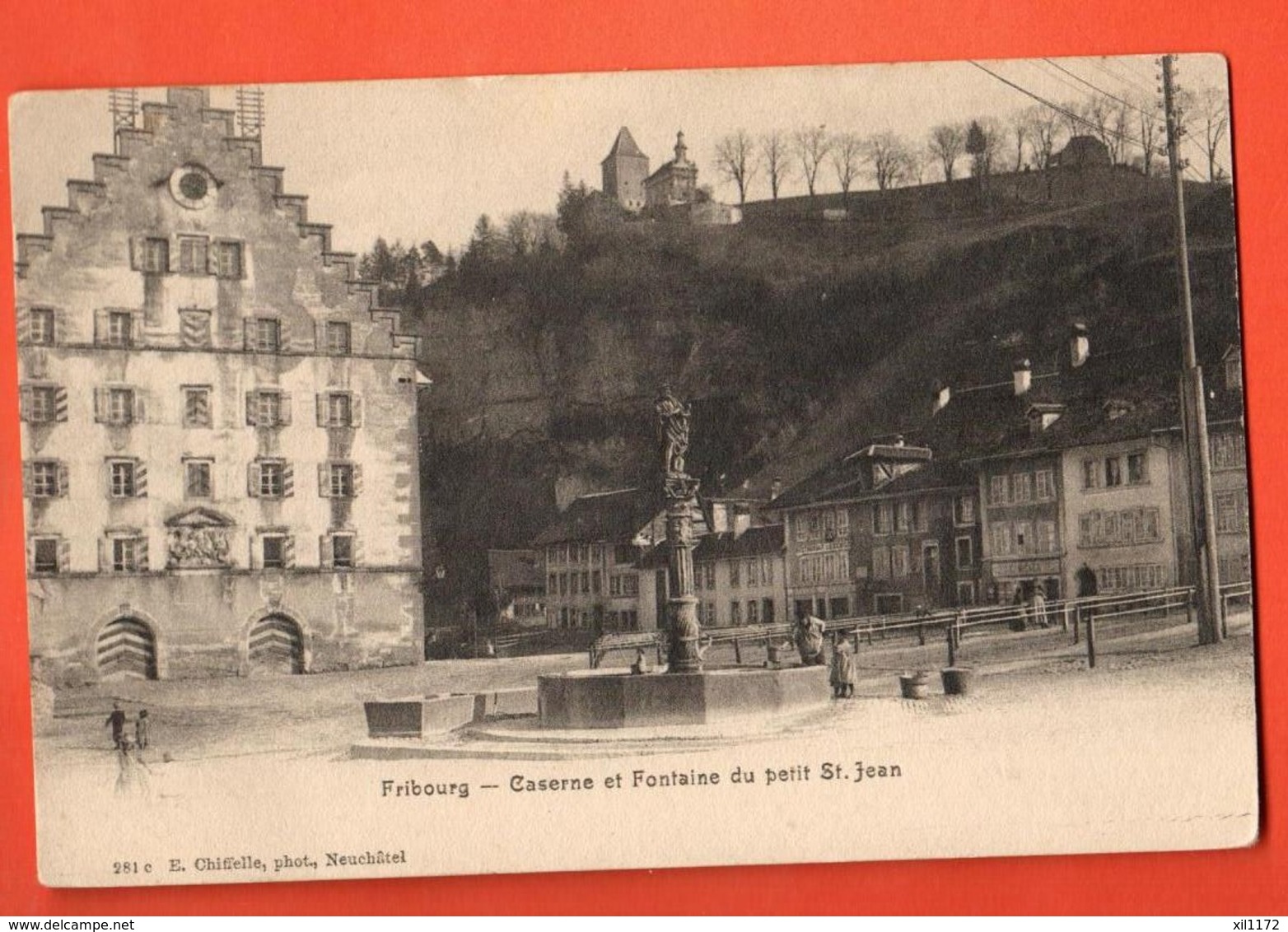 ML-21 Fribourg  Caserne Et Fontaine Du Petit Saint-Jean.  ANIME. Dos Simple, Non Circulé - Fribourg