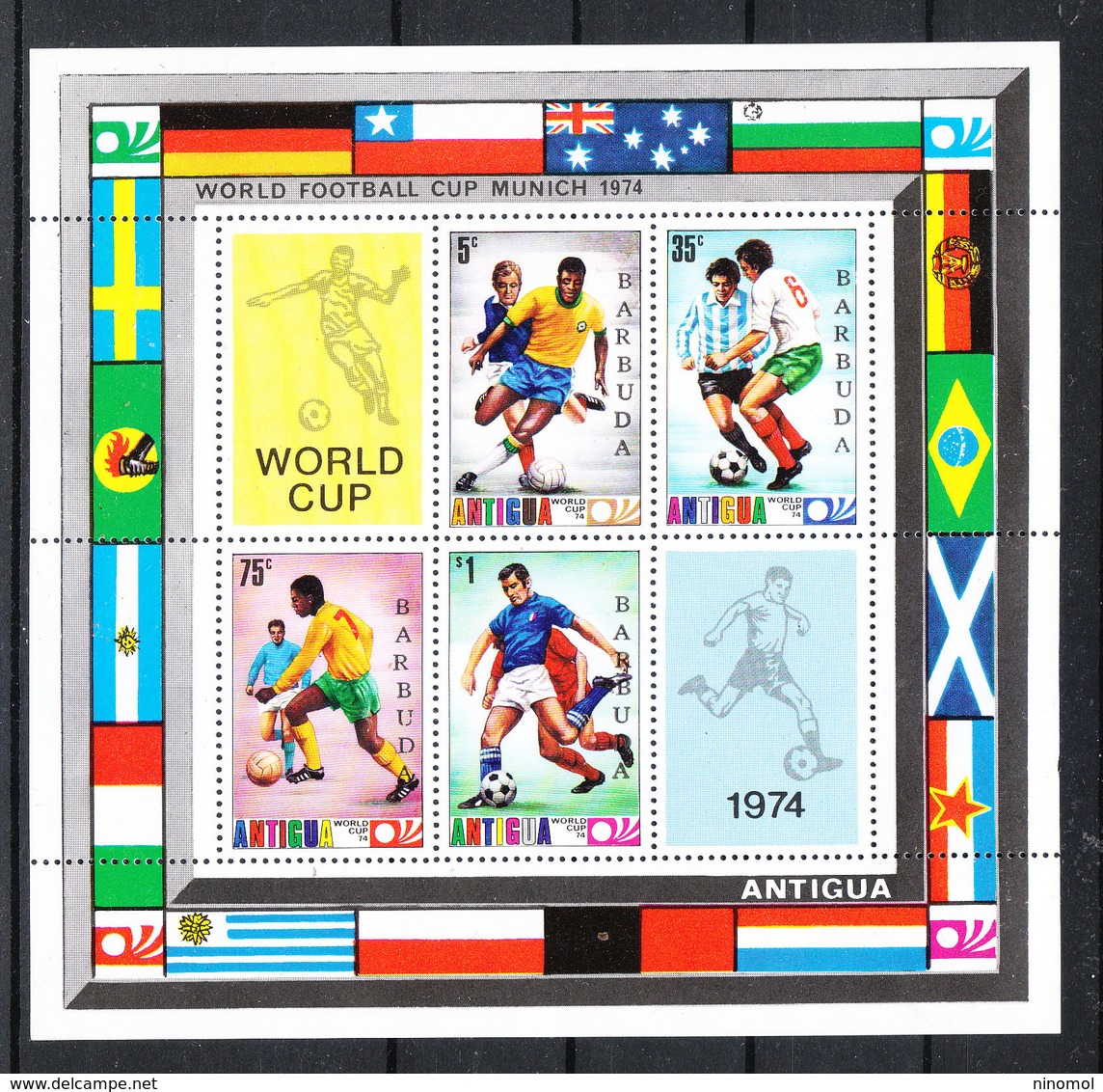 Barbuda   - 1974. Giocatori In Azione.  Players In Action. Fresh. MNH Sheet - 1974 – Germania Ovest