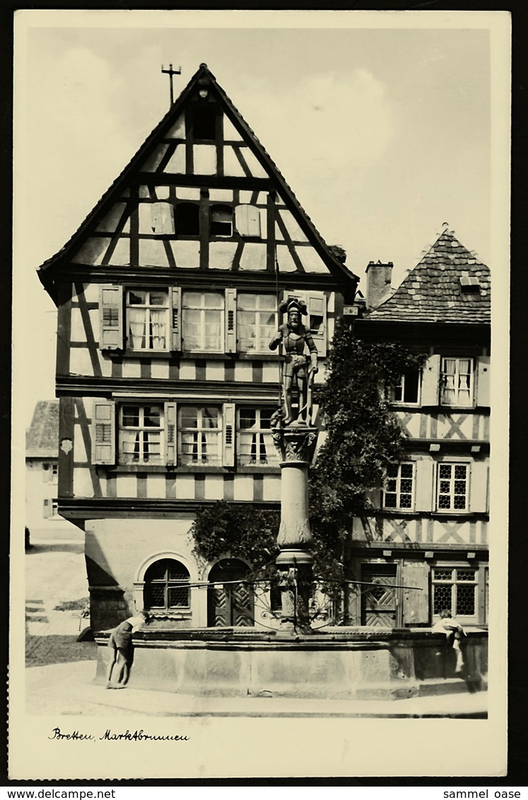 Bretten  -  Marktbrunnen  -  Ansichtskarte Ca.1954    (12622) - Bretten