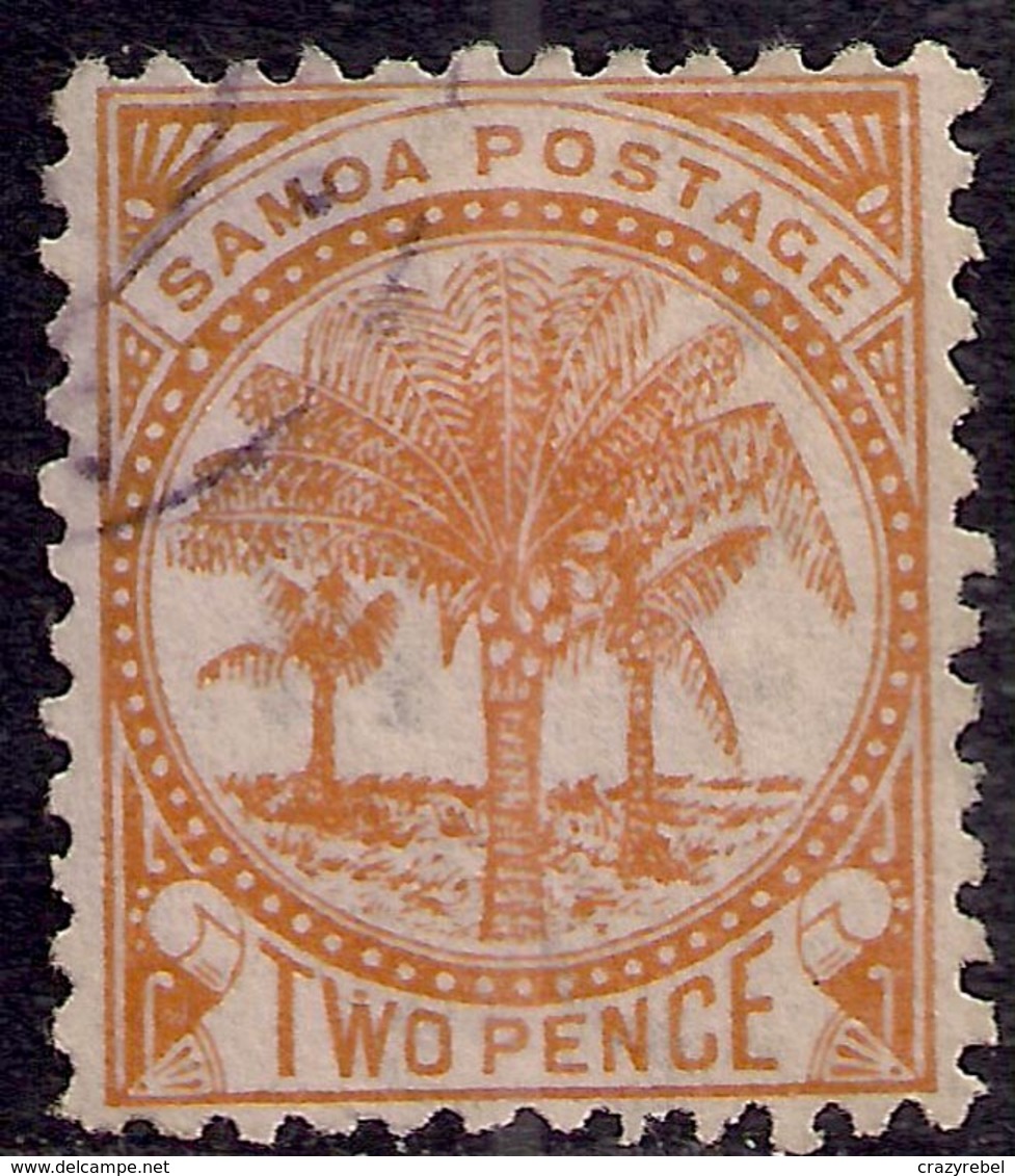 Samoa 1886 - 1900 QV 2d Orange Palm Tree Used SG 36 Perf 12 X 11.5 ( R1176 ) - Samoa