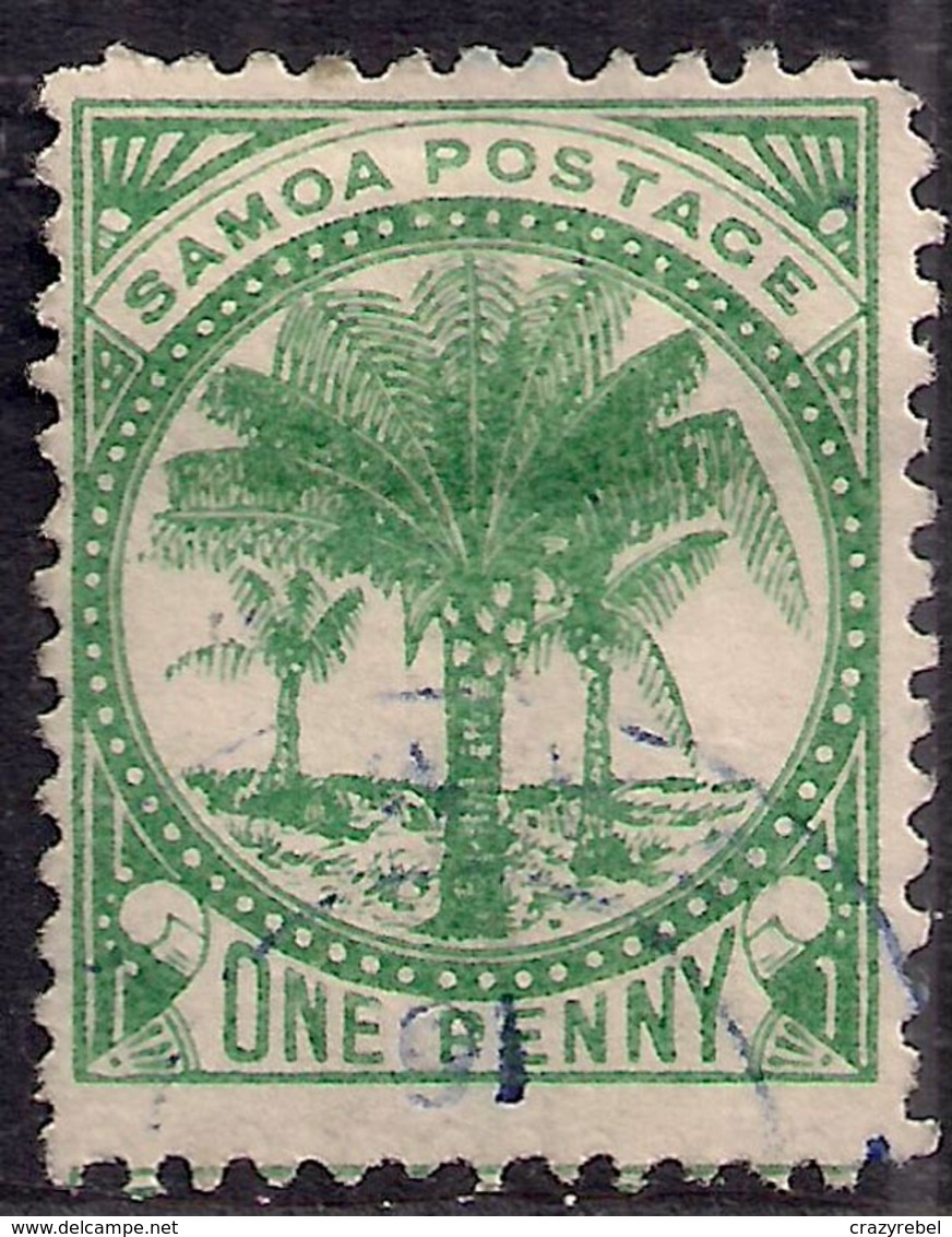 Samoa 1886 - 1900 QV 1d Green Palm Tree Used SG 22 Perf 12.5 ( R1089 ) - Samoa (Staat)