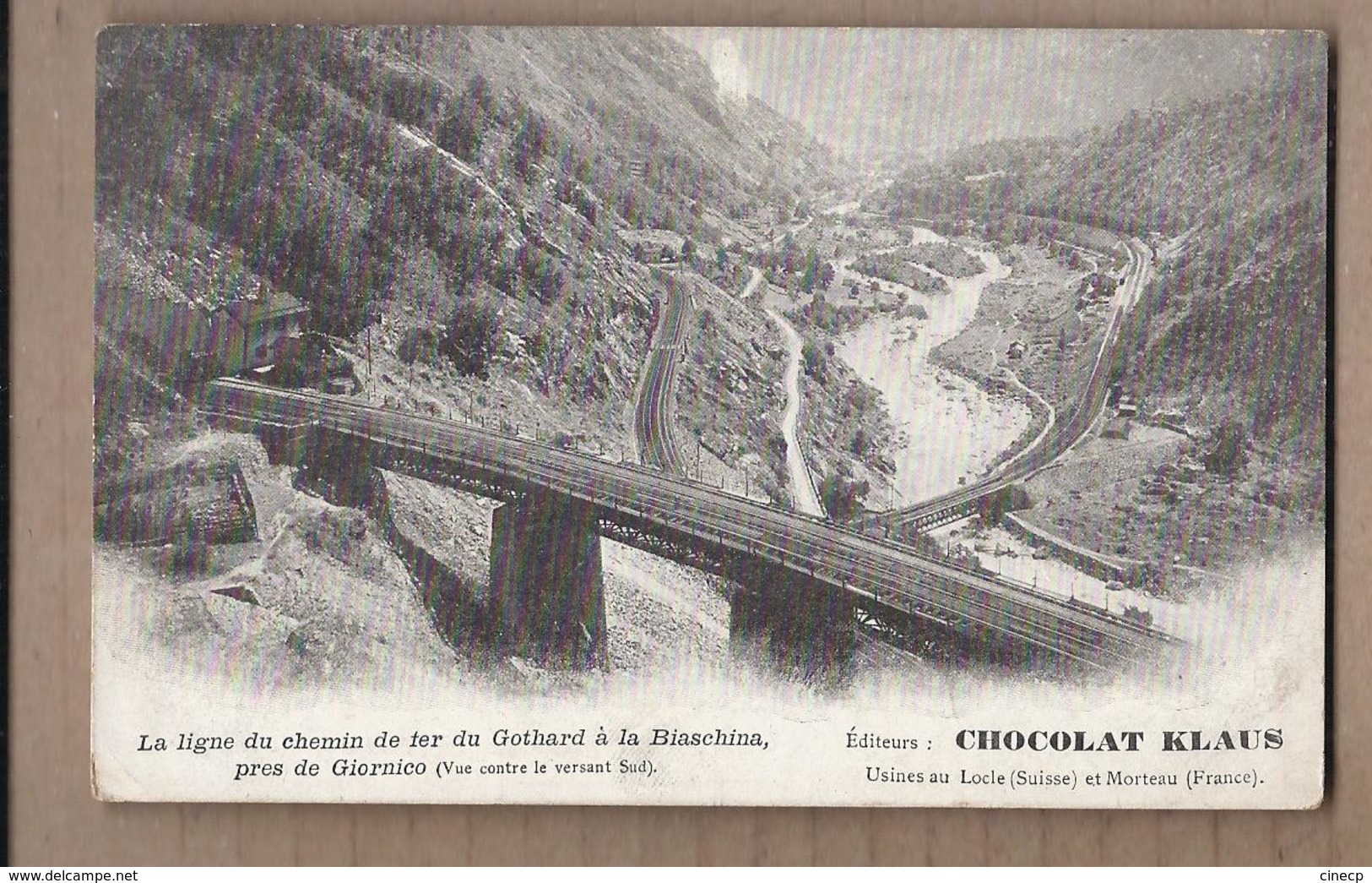 CPA SUISSE - La Ligne Du Chemin De Fer Du GOTHARD à La BIASCHINA Près De GIORNICO + Publicité CHOCOLAT KJAUS - Giornico