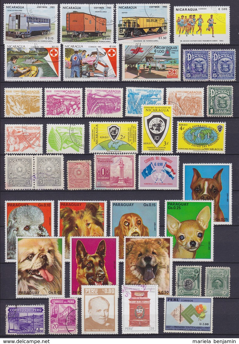 Amérique du Latine - lot + de 520 timbres oblit. - voir scans (Argentine, Brésil, Bolivie, Chili, Equateur, Rép. Dominic