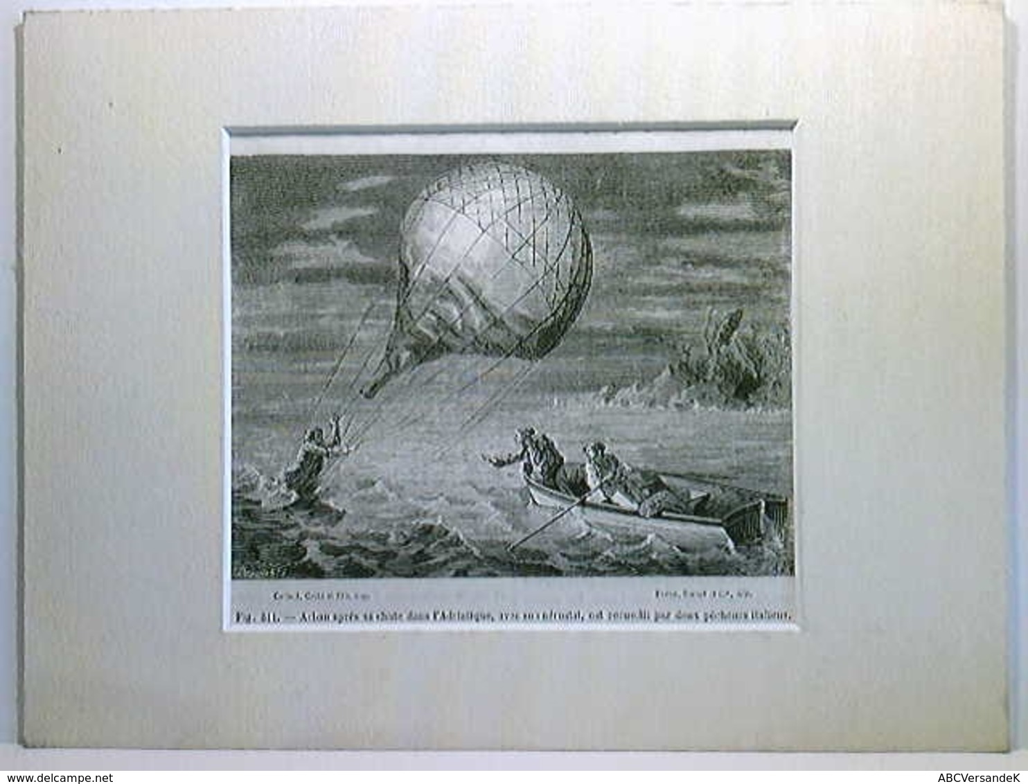 Ballonfahrt, Arban Après Sa Chute Dans L'Adriatique, Avec Son Aérostat ...; 1868; Keilschnittpassepartout (Lei - Sin Clasificación