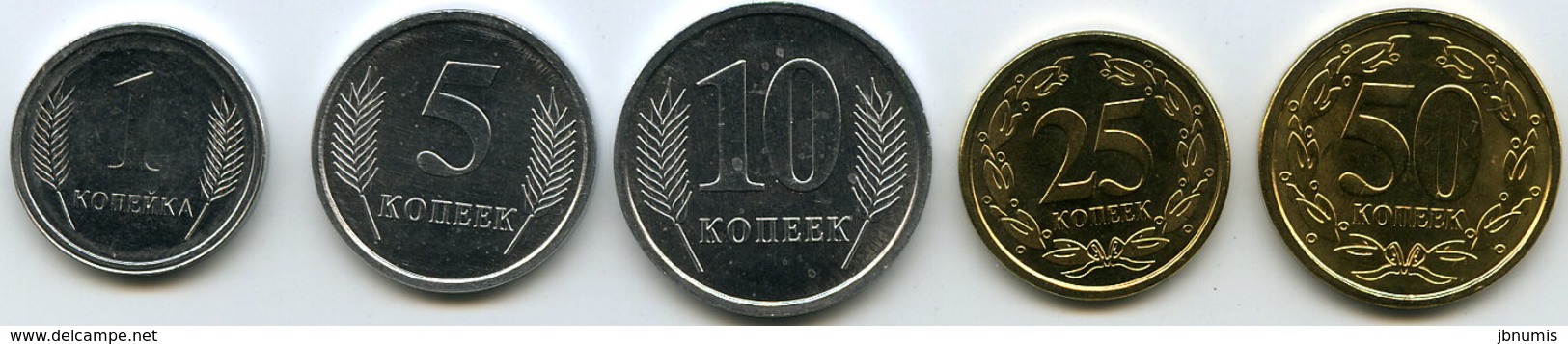 Moldavie Transdniestrie Transdnistria Série De 5 Pièces 1 à 50 Kopeek 2000 - 2005 Unc - Moldova