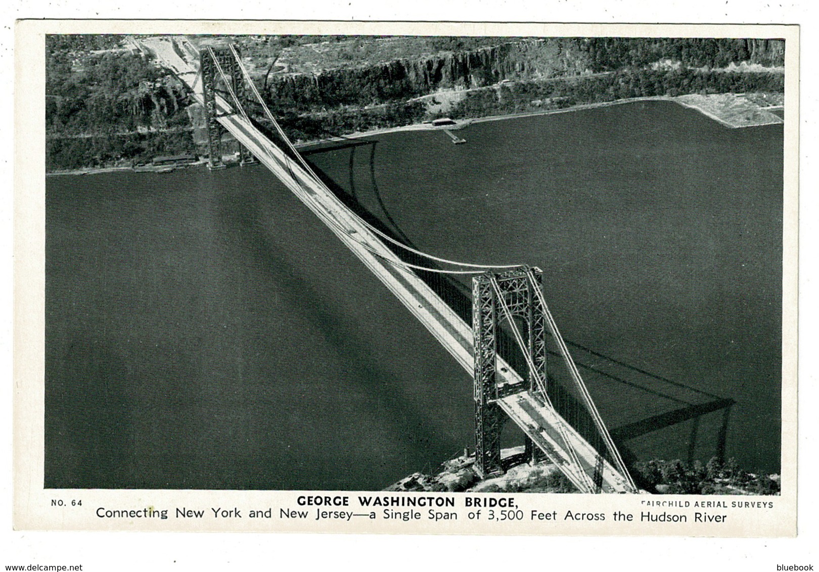 Ref 1351 - Early Aerial Postcard - George Washington Bridge - New York - USA - Bridges & Tunnels