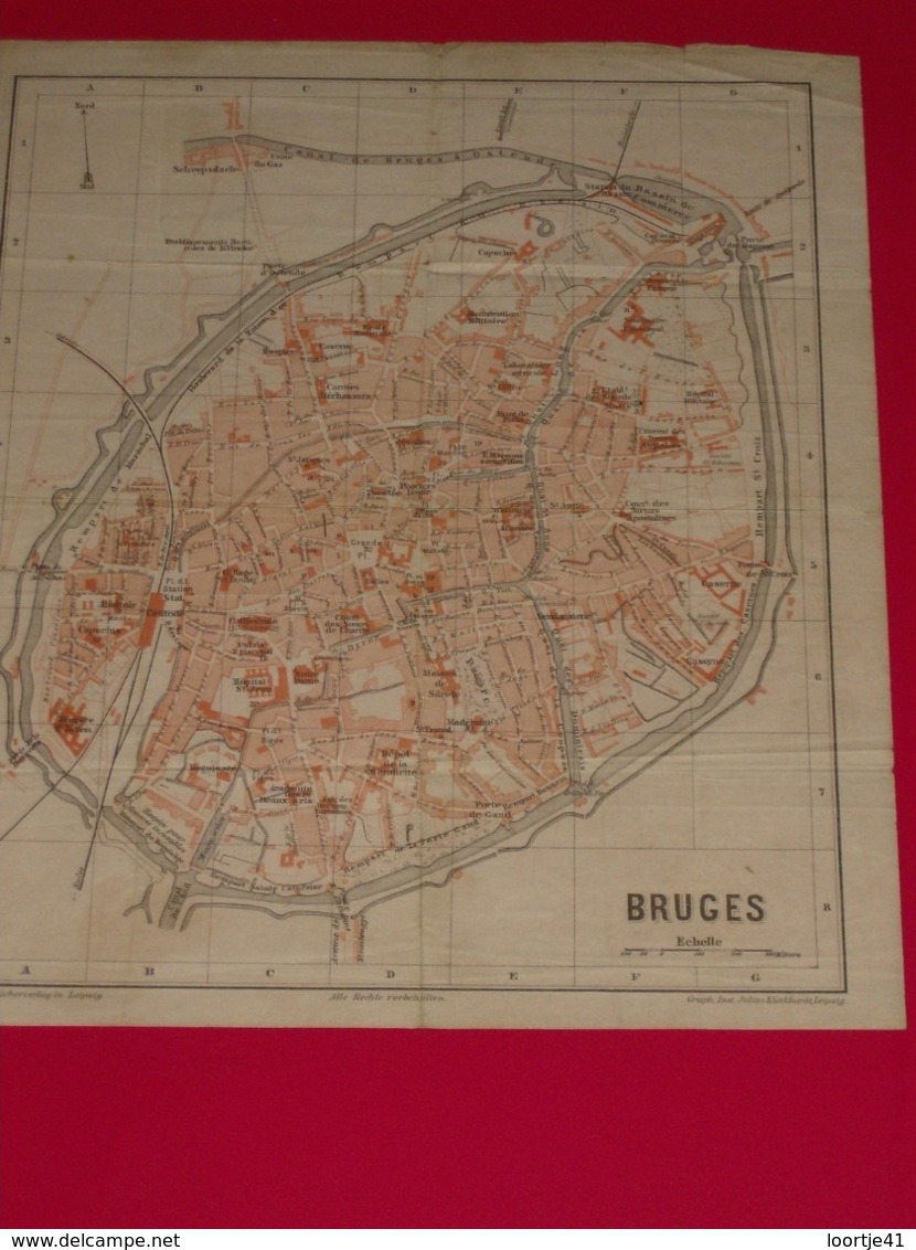 Kaart Carte - Plan Bruges - Brugge - Graph. Inst. Klinhardt - Leipzig - Cartes Géographiques