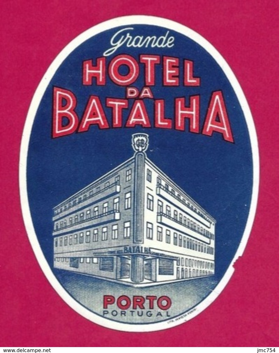 Etiquette  Hôtel Da Batalha à Porto Au Portugal.   Luggage Label. - Hotel Labels