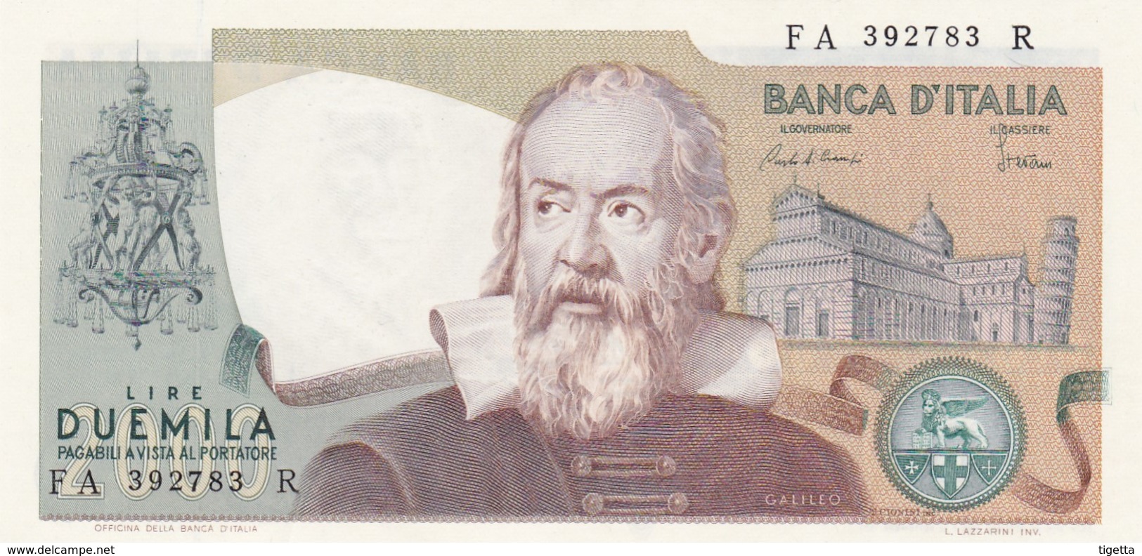 ITALIA BANCONOTA DA LIRE 2000 TIPO GALILEO SERIE FA 392783 R FDS - 2.000 Lire