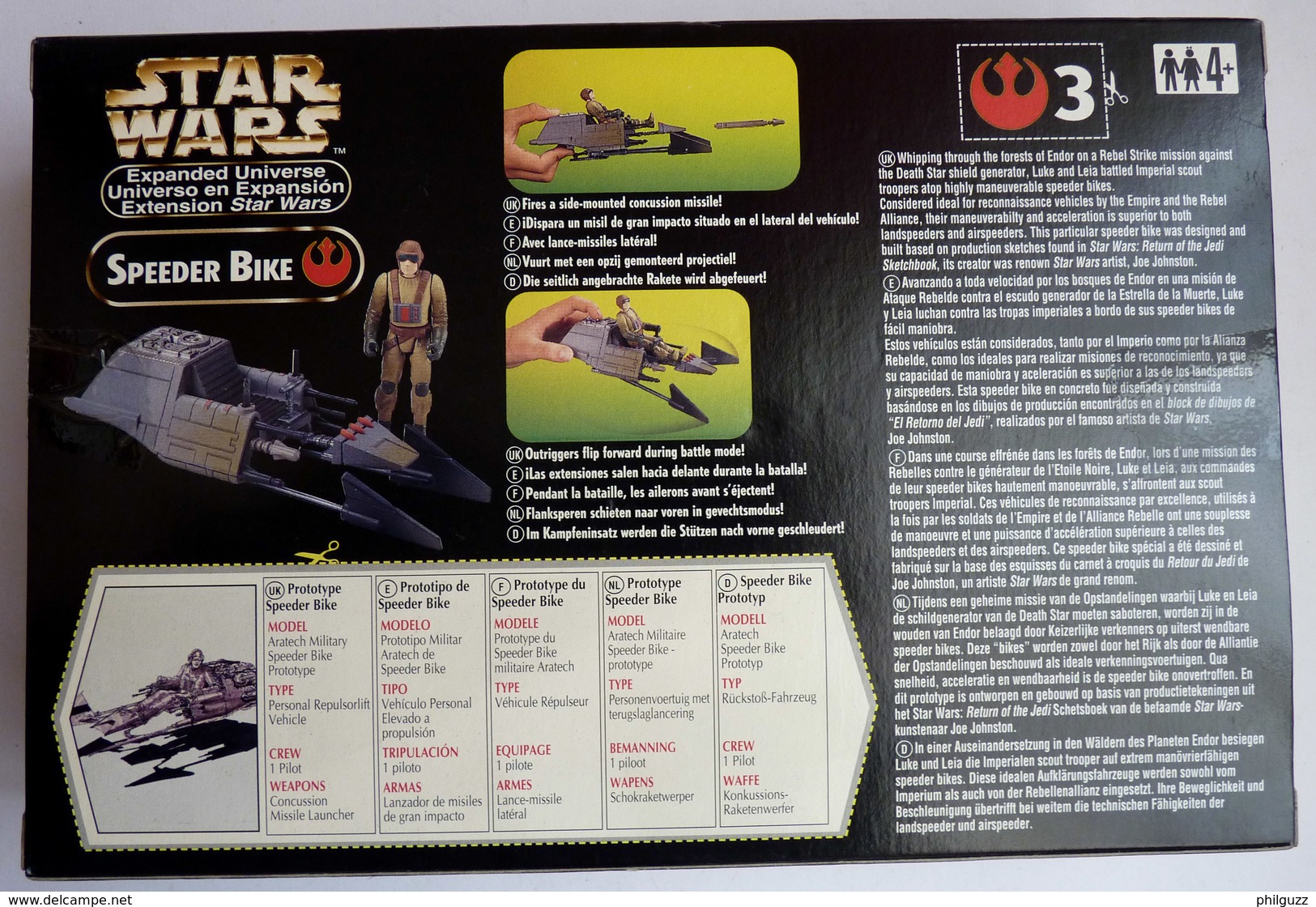 STAR WARS LA GUERRE DES ETOILES BOITE EU SPEEDER BIKE EXPENDED UNIVERSE AVEC FIGURINE 1997 - Poder De La Fuerza