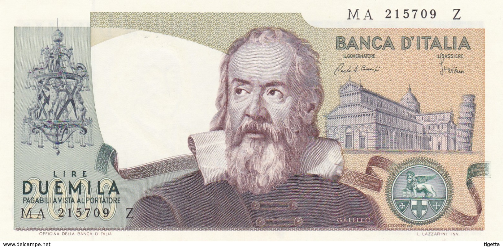 ITALIA BANCONOTA DA LIRE 2000 TIPO GALILEO SERIE MA 215709 Z FDS - 2000 Liras