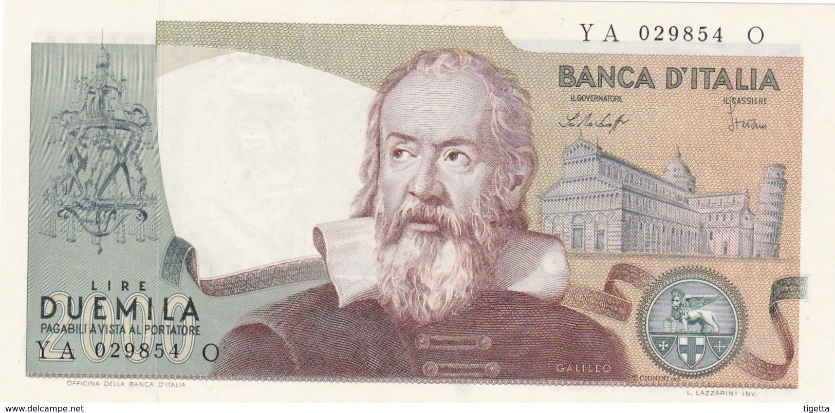 ITALIA BANCONOTA DA LIRE 2000 TIPO GALILEO SERIE YA 029854 O FDS - 2000 Liras