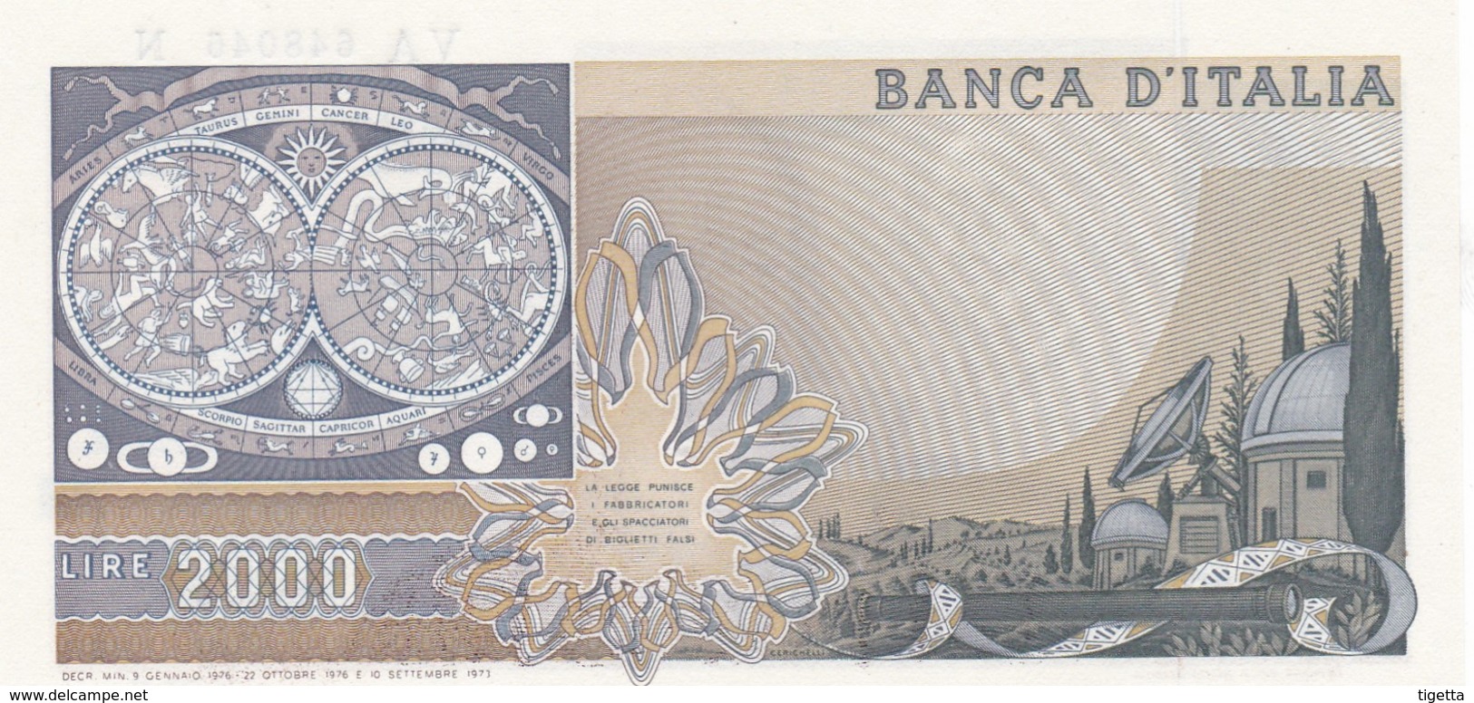 ITALIA BANCONOTA DA LIRE 2000 TIPO GALILEO SERIE YA 029854 O FDS - 2.000 Lire