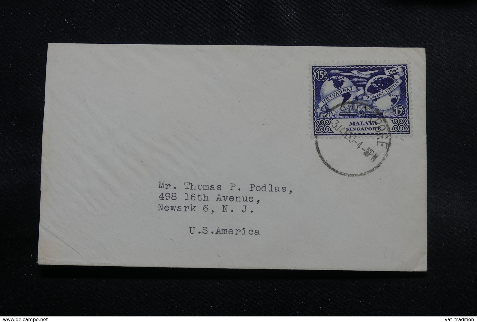 MALAISIE - Enveloppe De Singapour Pour Les U.S.A. En 1950, Affranchissement Plaisant - L 56586 - Malayan Postal Union