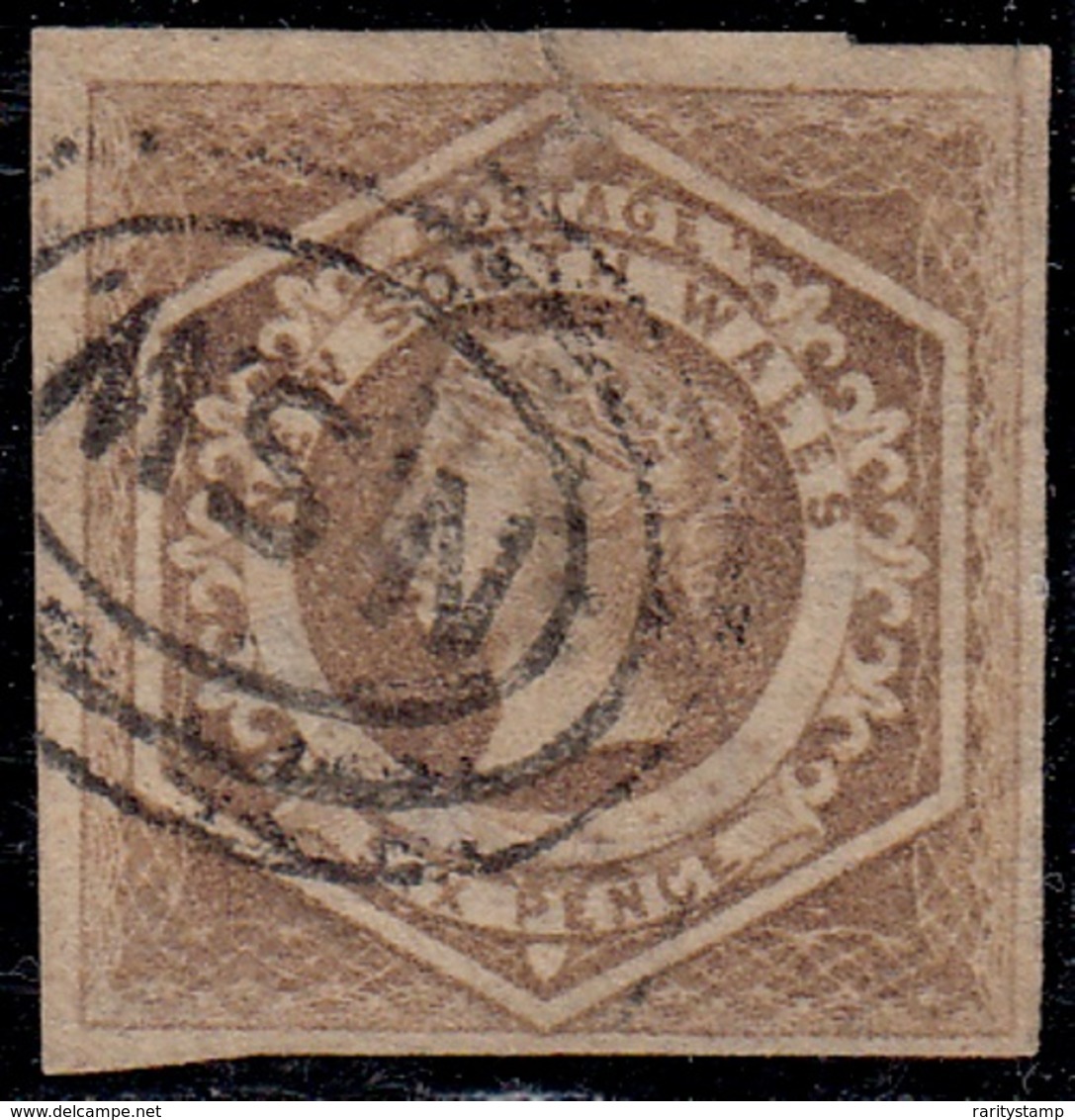 AUSTRALIA 1854 NEW SOUTH WALES SG 93 FAWN ERROR WMK RARE STAMP - Gebraucht